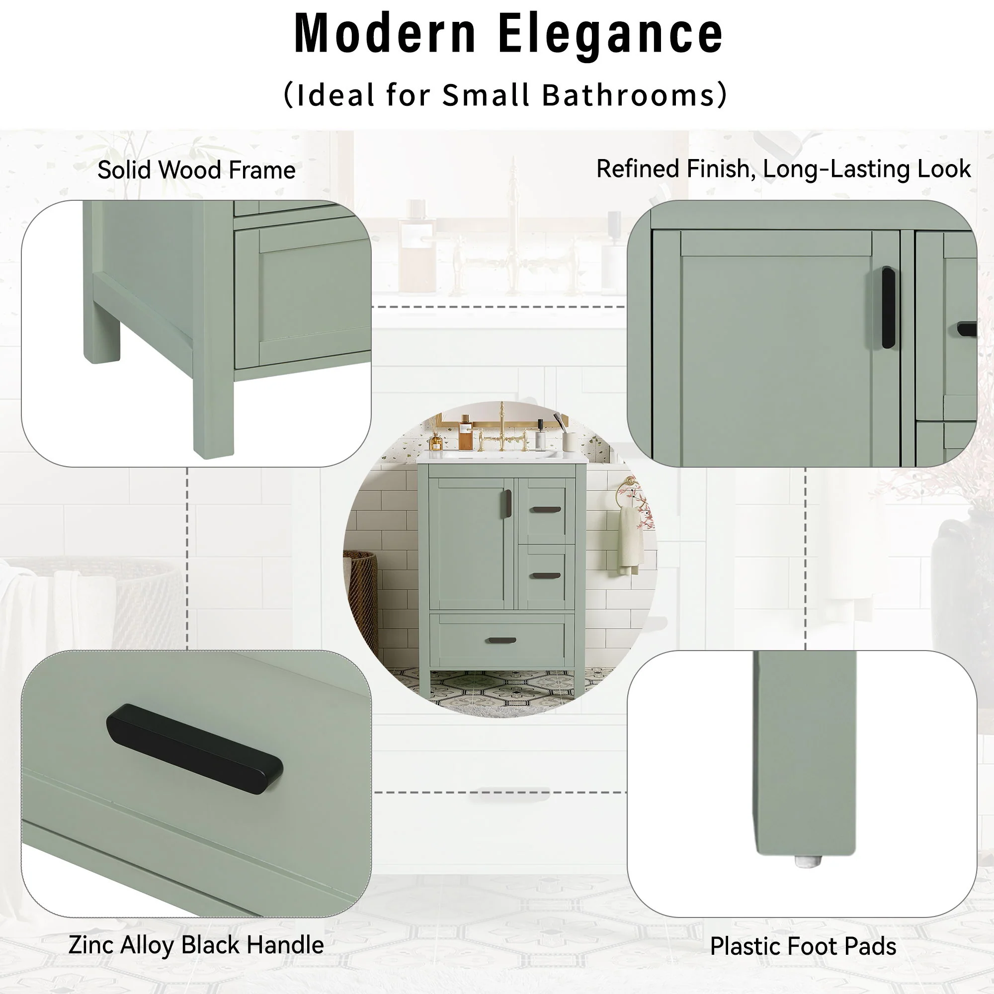Bathroom Vanity With Sink, Soft-Close Doors, Double-Layer Shelf And 3 Drawers - Image 13