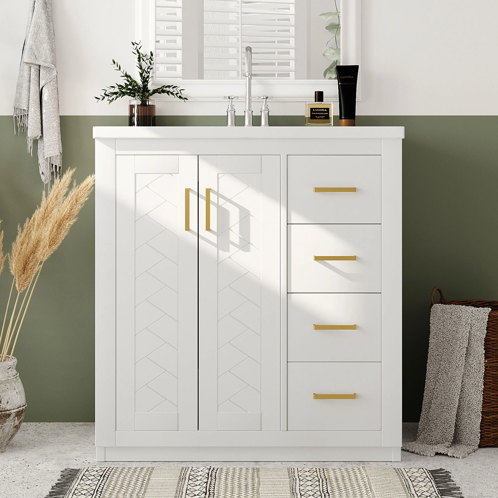 Bathroom Vanity With Sink, Storage Cabinet, Freestanding Set With 3 Drawers & Soft Closing Doors - Image 21