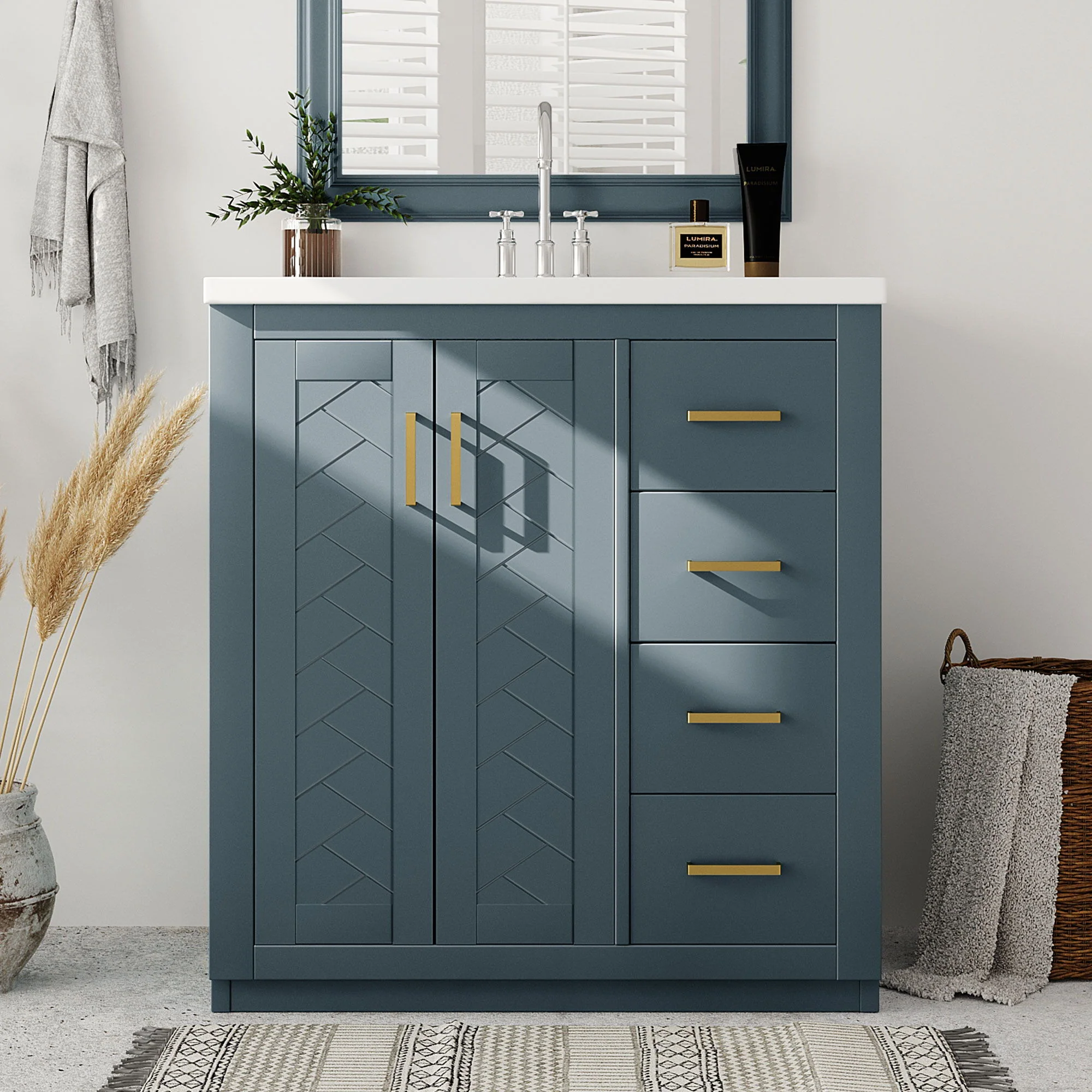 Bathroom Vanity With Sink, Storage Cabinet, Freestanding Set With 3 Drawers & Soft Closing Doors - Image 31
