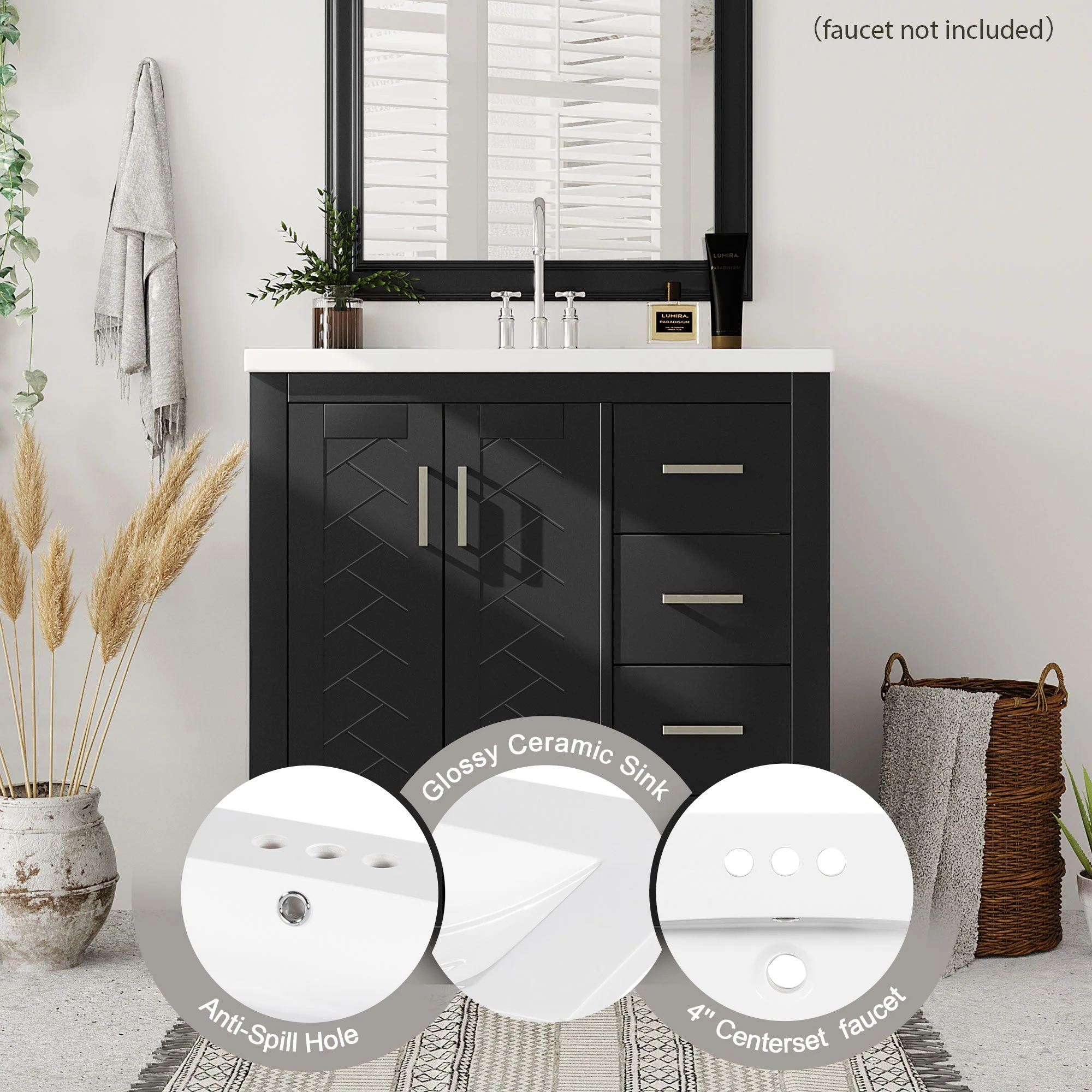 Bathroom Vanity With Sink, Storage Cabinet, Freestanding Set With 3 Drawers & Soft Closing Doors - Image 34