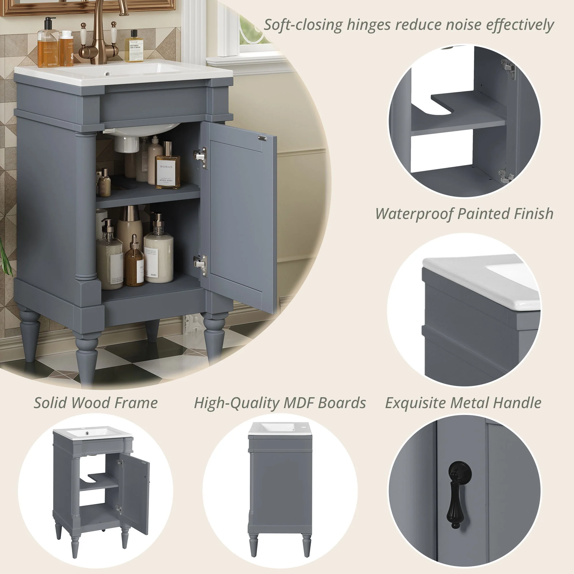 Bathroom Vanity With Sink, Storage Cabinet With Door, Drop In Sink, Compact Freestanding Design - Image 10