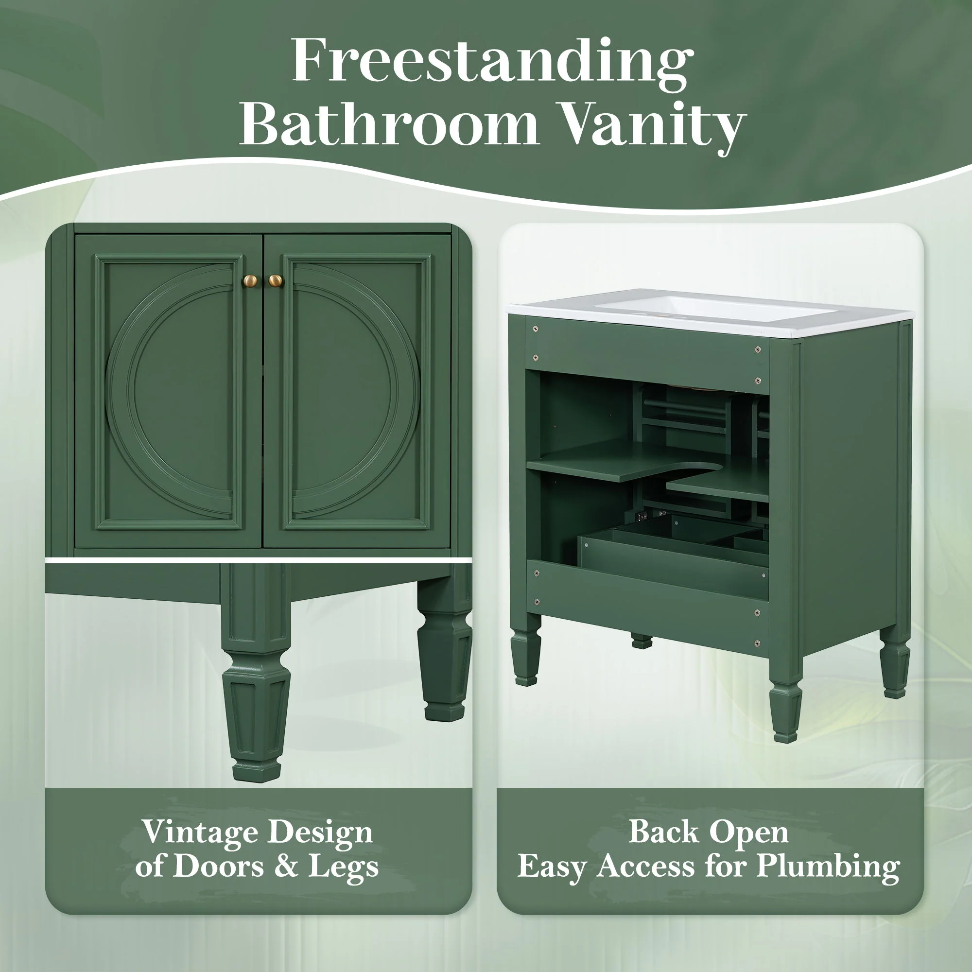 Bathroom Vanity With Sink With 2 Doors And Adjustable Shelf - Image 9