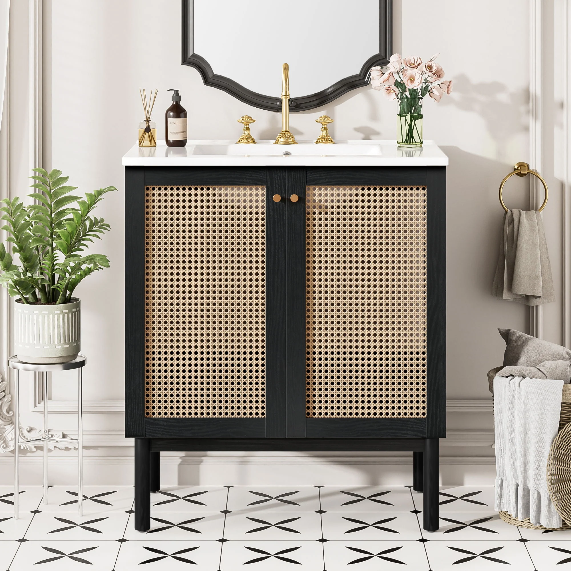 Bathroom Vanity With Soft Closing Mechanism - Black - Image 2
