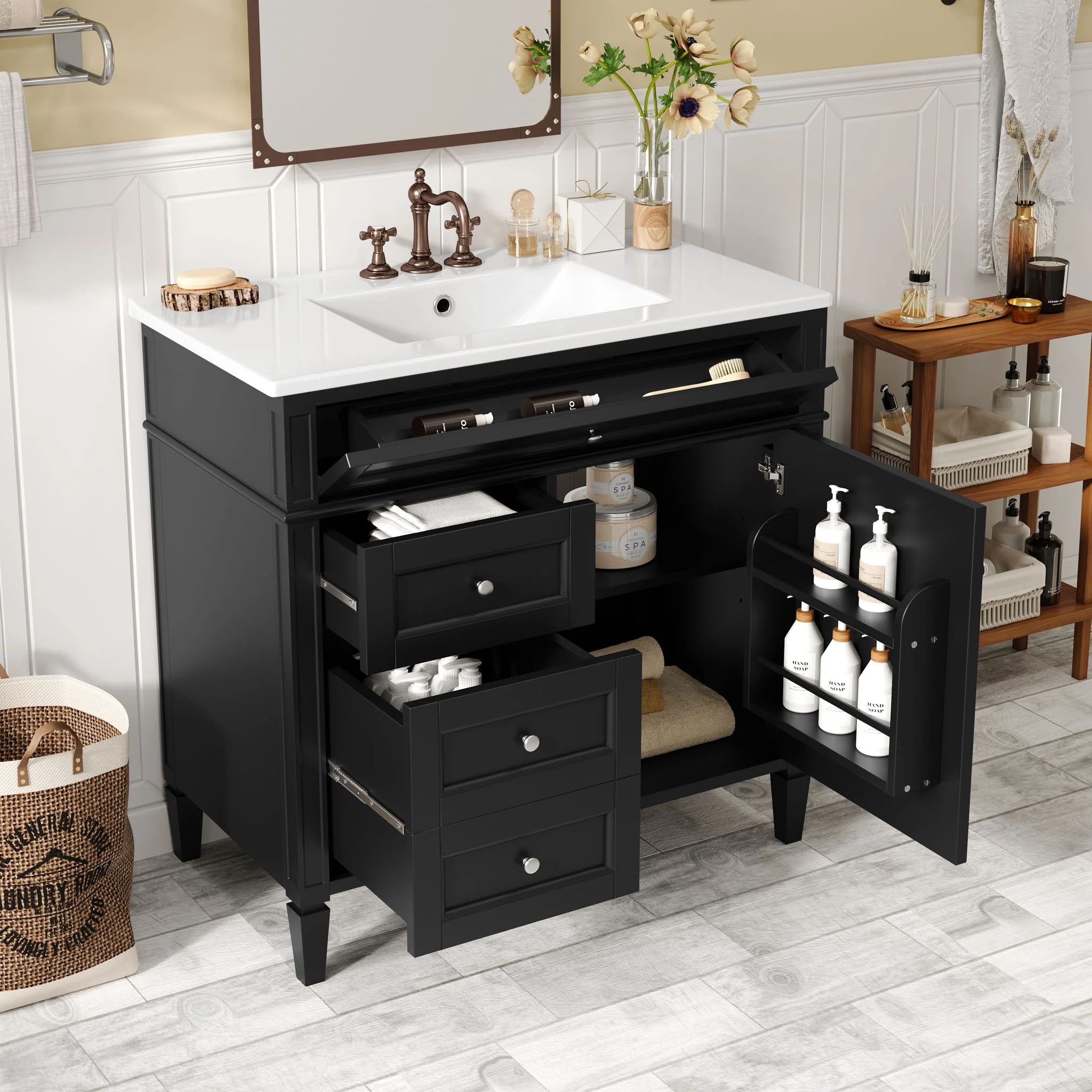 Bathroom Vanity With Top Sink, 2 Drawers And Tip Out Drawer - Image 23