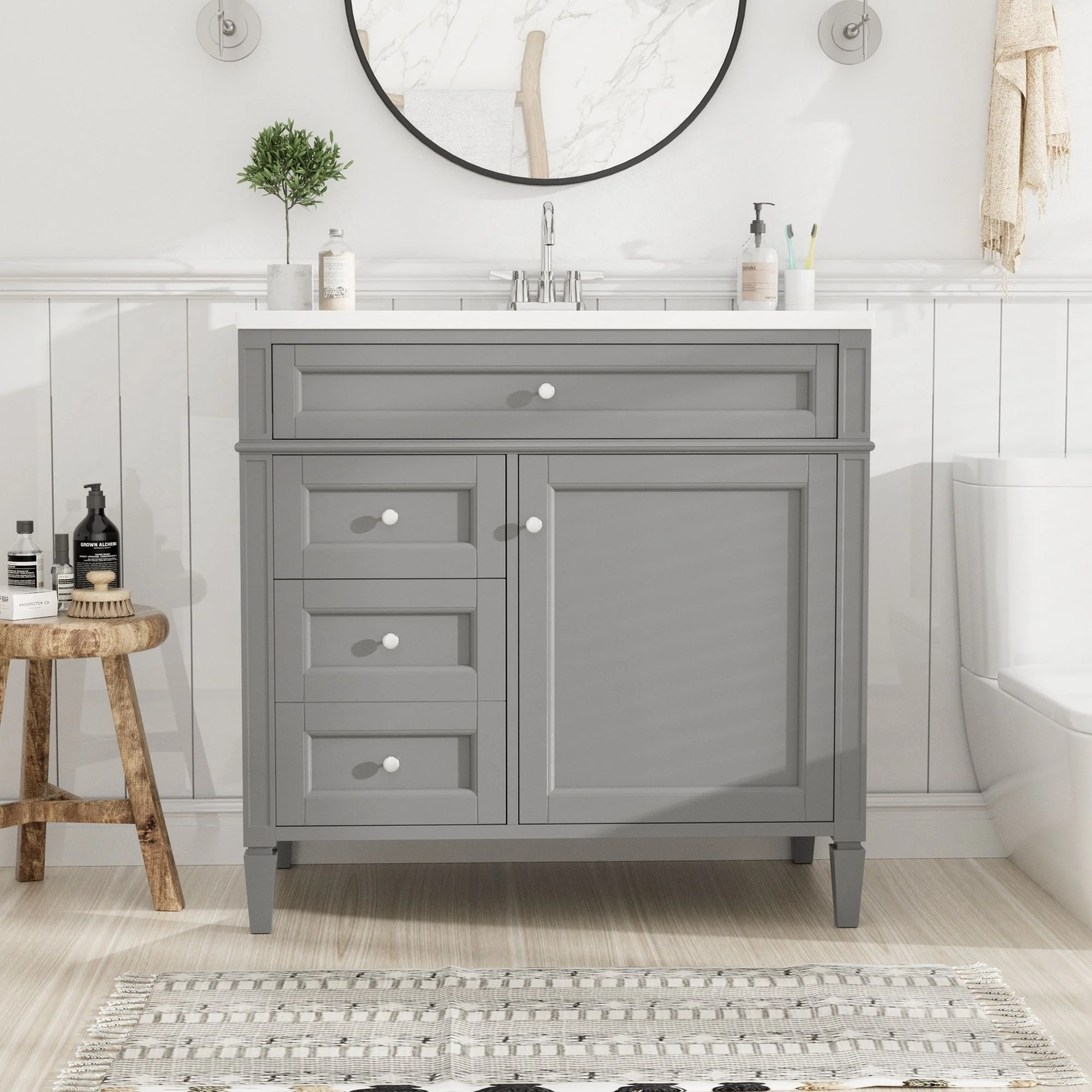 Bathroom Vanity With Top Sink, 2 Drawers And Tip Out Drawer - Image 28