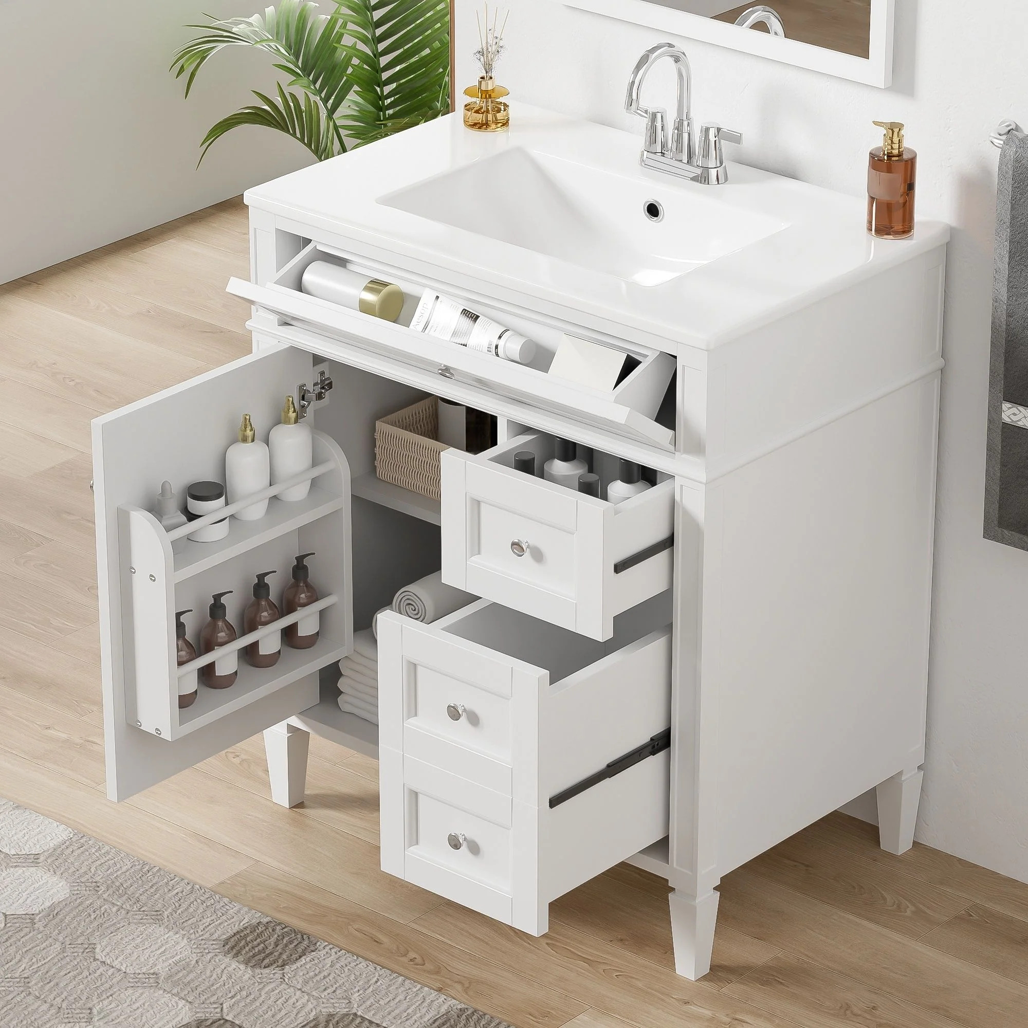 Bathroom Vanity With Top Sink, 2 Drawers & Tip Out Drawer - Image 21