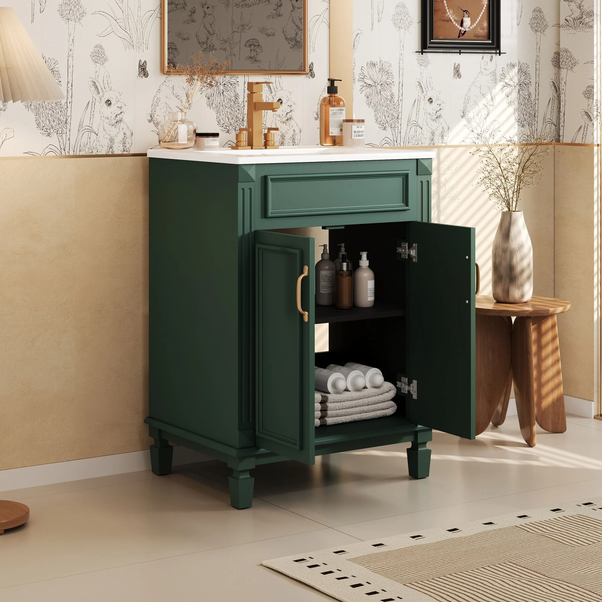 Bathroom Vanity With Top Sink, Cabinet With 2 Soft Closing Doors - Image 18