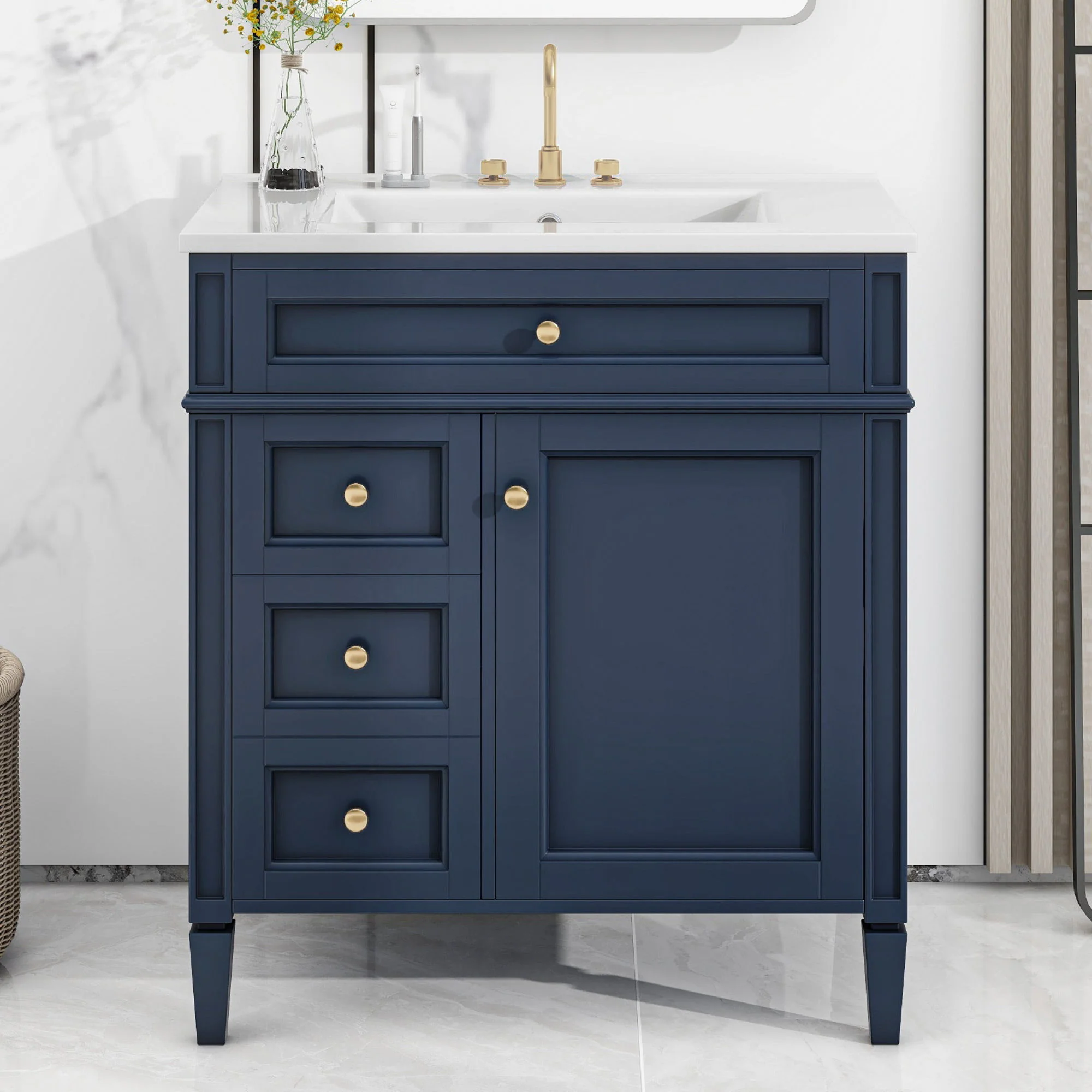 Bathroom Vanity With Top Sink, Storage Cabinet With 2 Drawers, Tip Out Drawer - Image 35