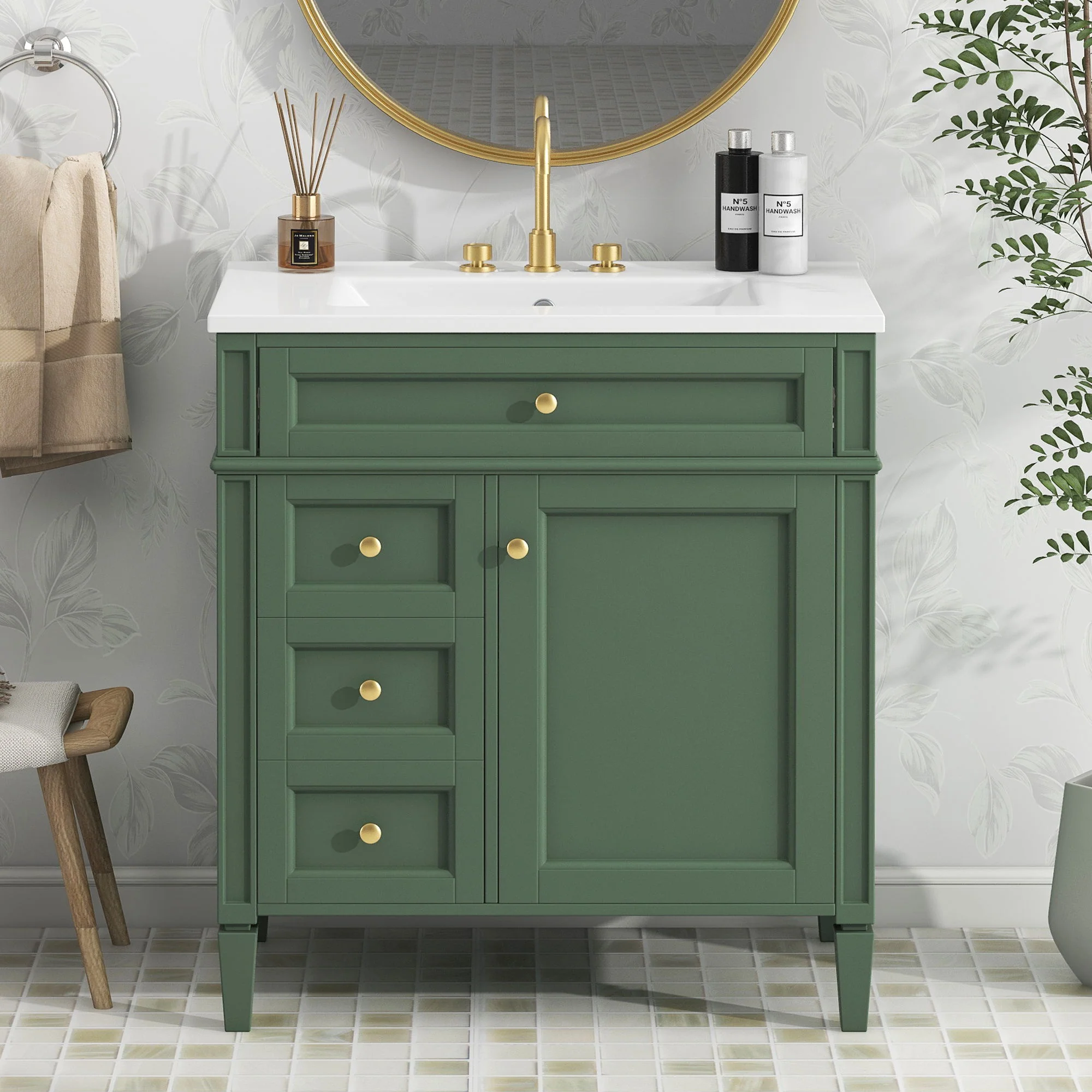 Bathroom Vanity With Top Sink, Storage Cabinet With 2 Drawers, Tip Out Drawer - Image 36