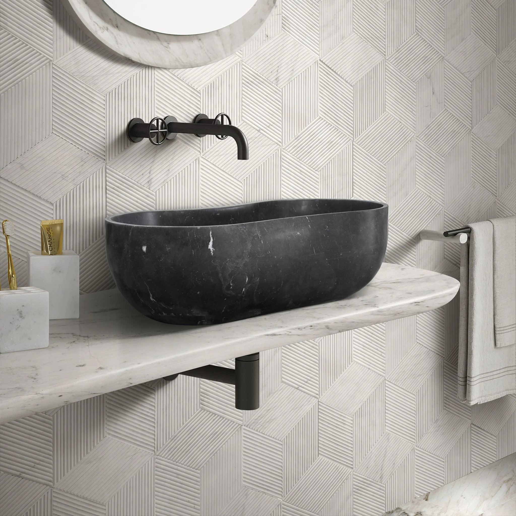 Bathroom Vessel Sink With Wavy Design - Image 25