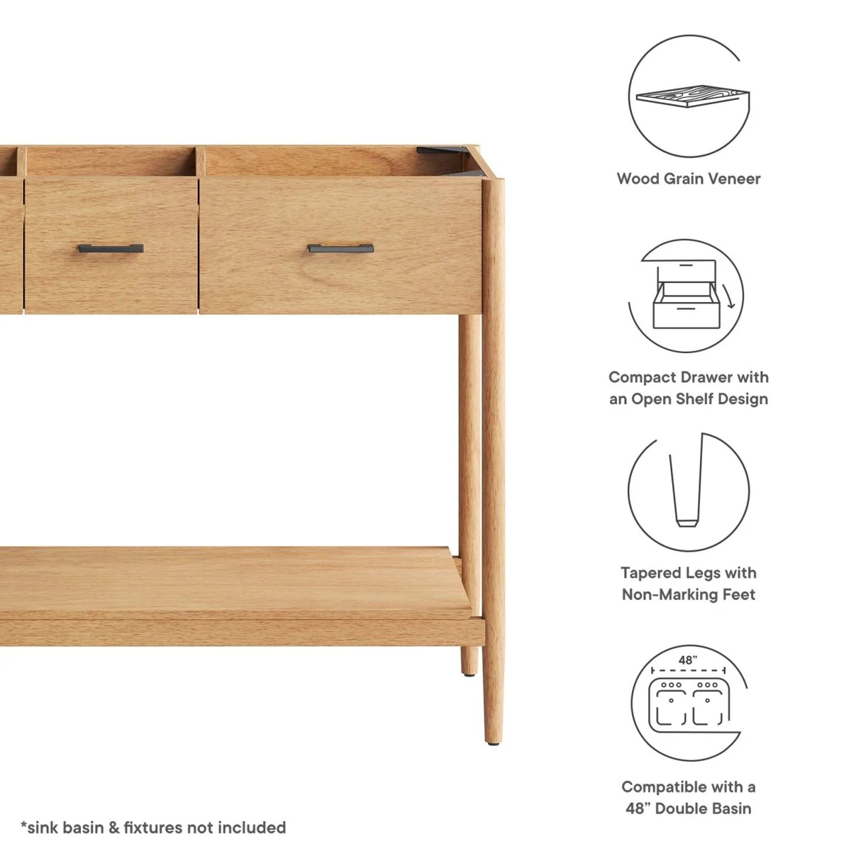Bathroom Wood Vanity Cabinet – Multiple Widths & Configurations, Sink Basin Not Included - Image 2