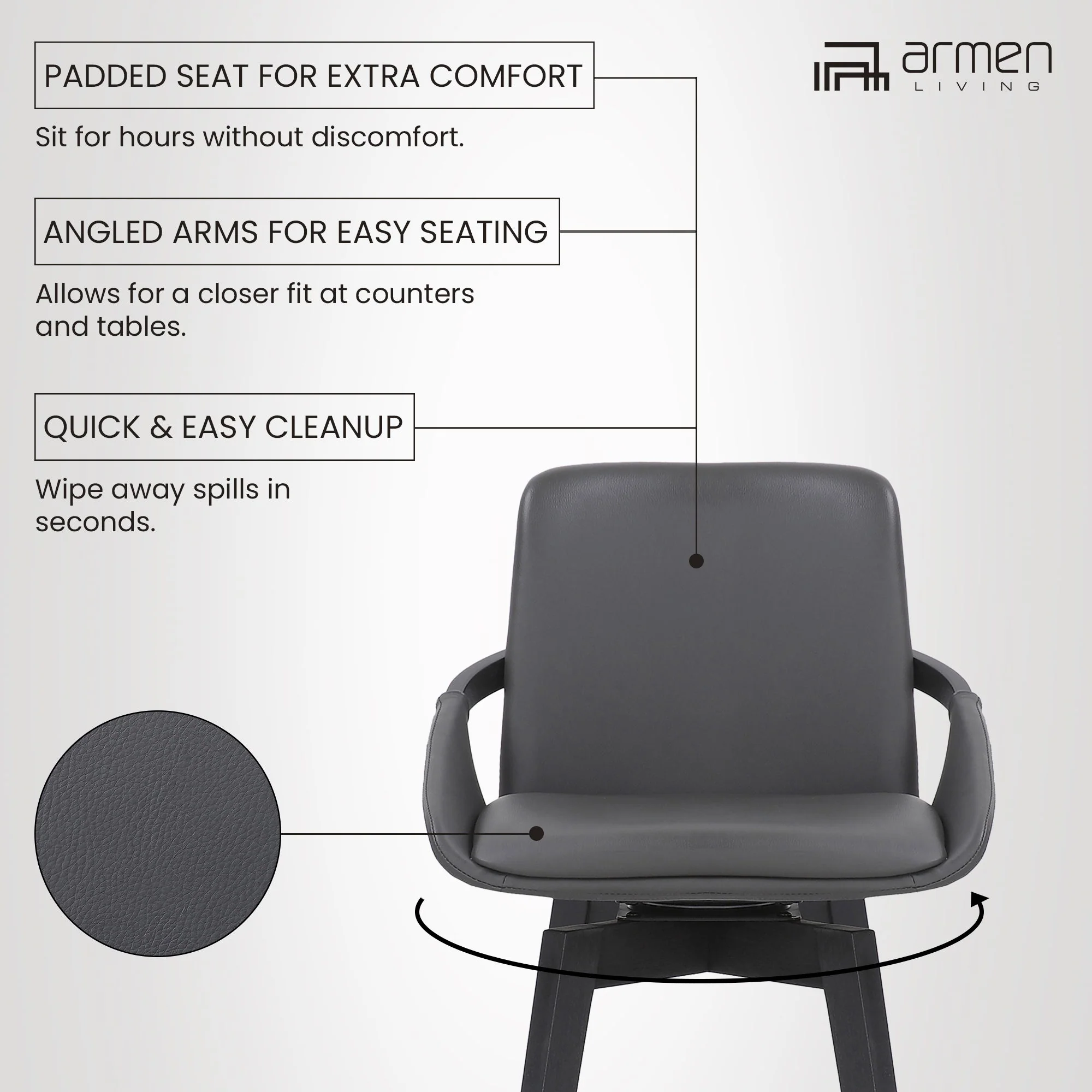 Baylor - Swivel Bar Stool With Black Frame - Image 12
