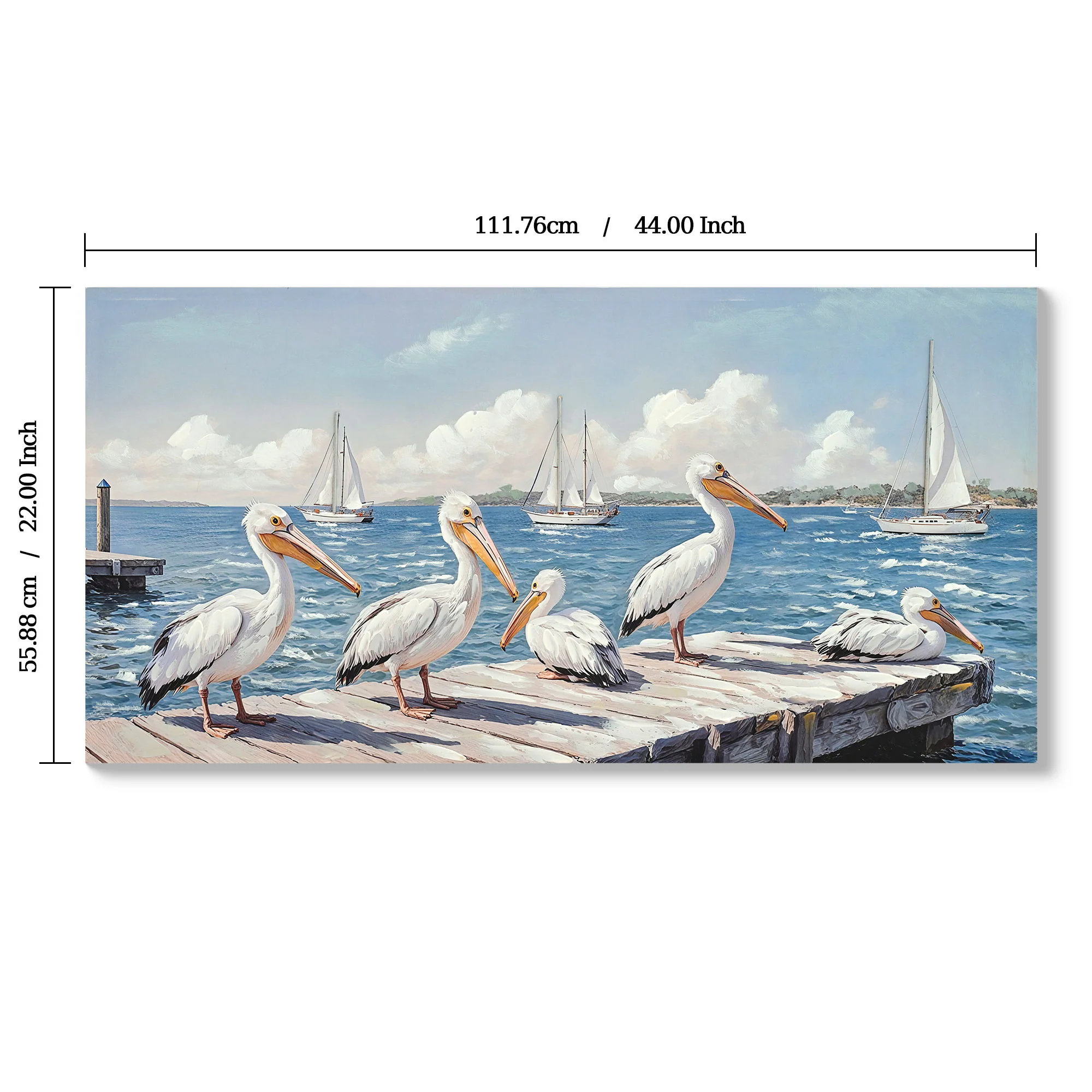 Beach Wall Art Large Ocean Seagull Canvas Pictures For Living Room - Ivory / Navy - Image 2