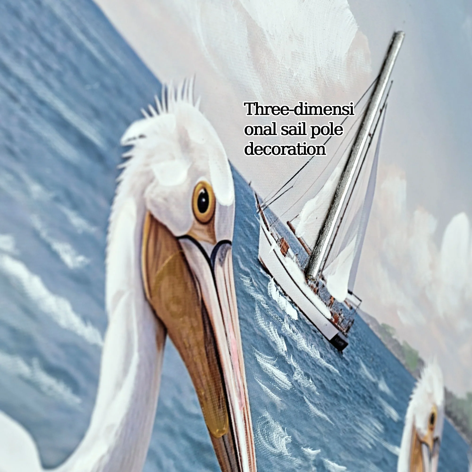 Beach Wall Art Large Ocean Seagull Canvas Pictures For Living Room - Ivory / Navy - Image 5