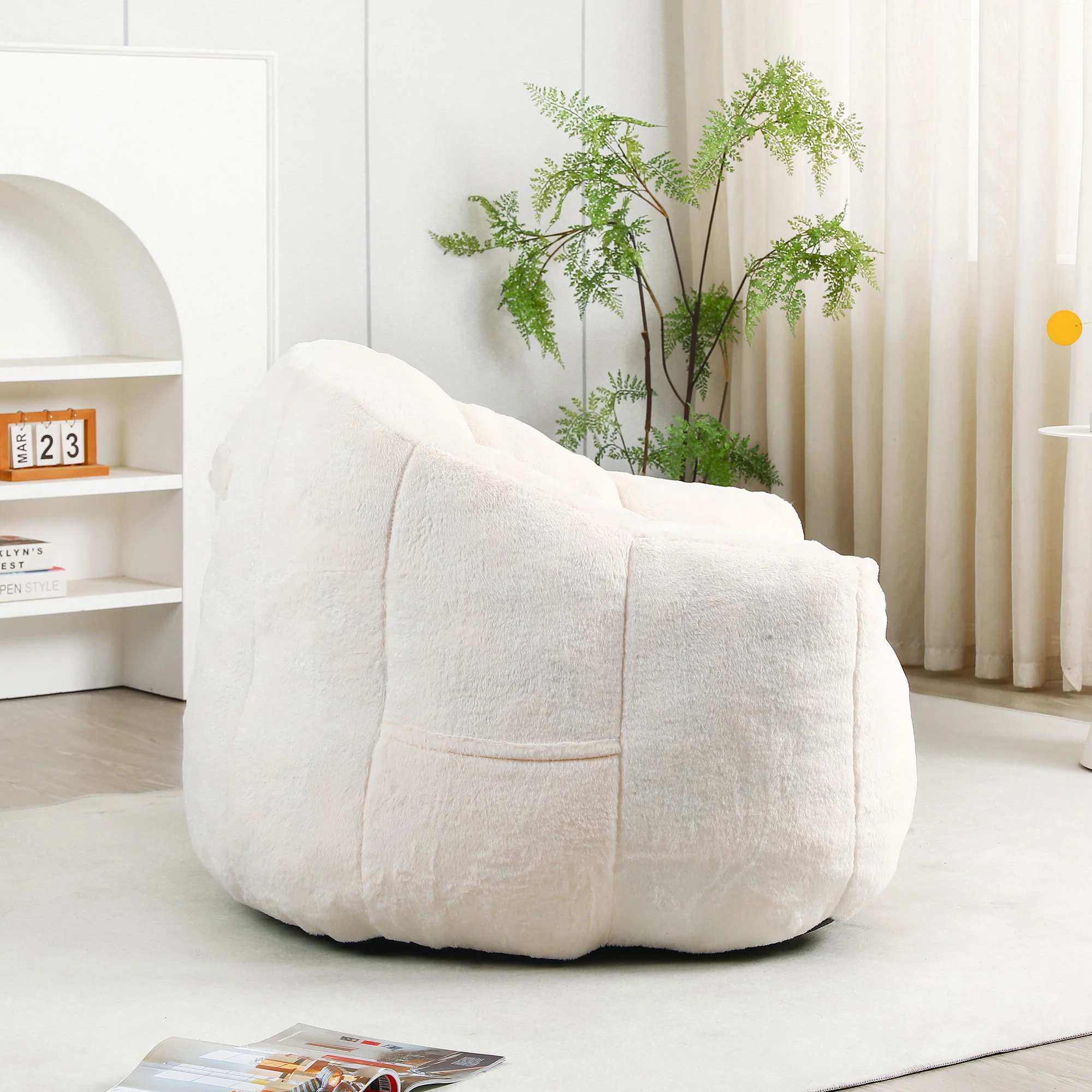 Beanbag Chair, Beanbag Sofa Chair With Armrests Stuffed High Density Foam - Image 13