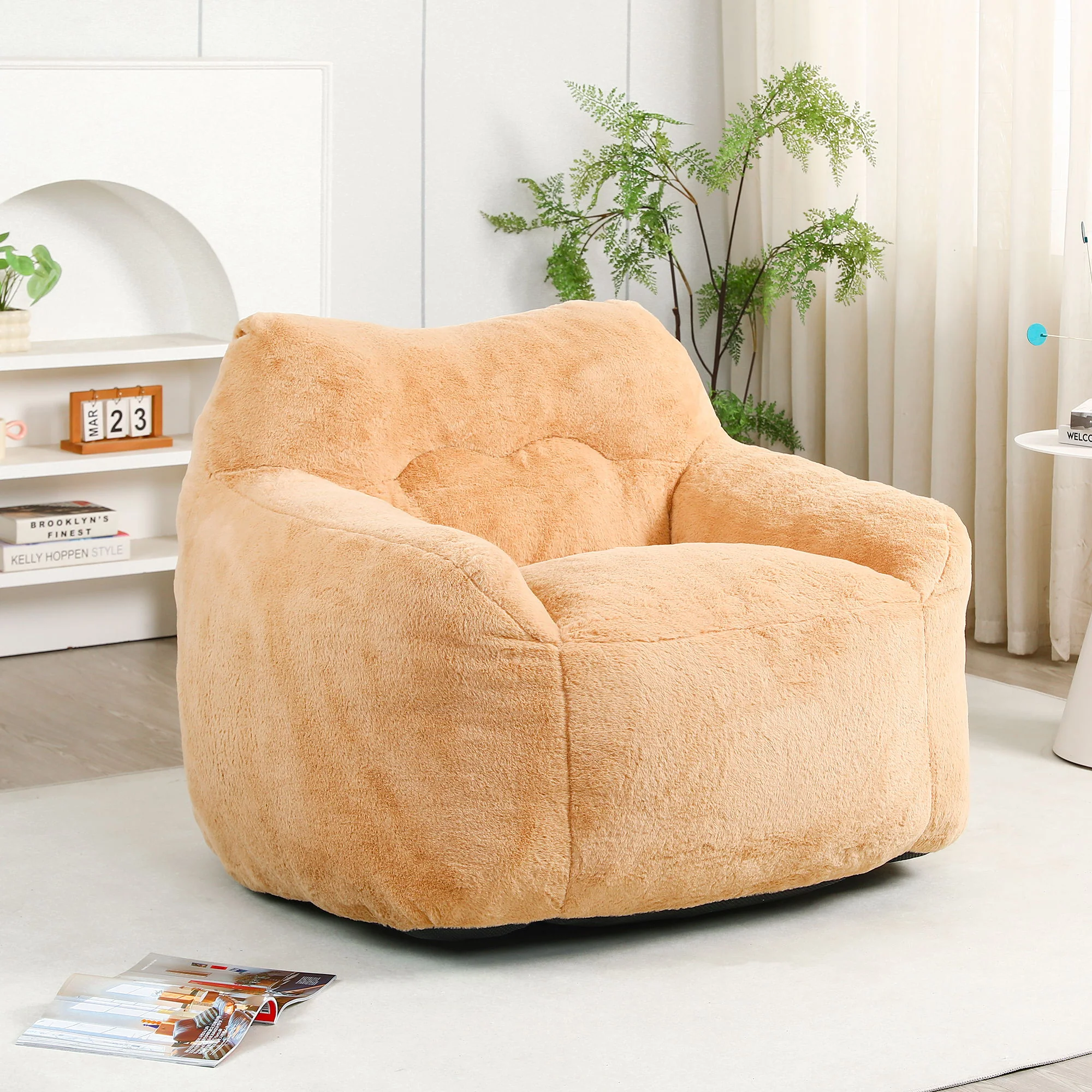 Beanbag Sofa Chair With Armrests Stuffed High Density Foam - Image 6