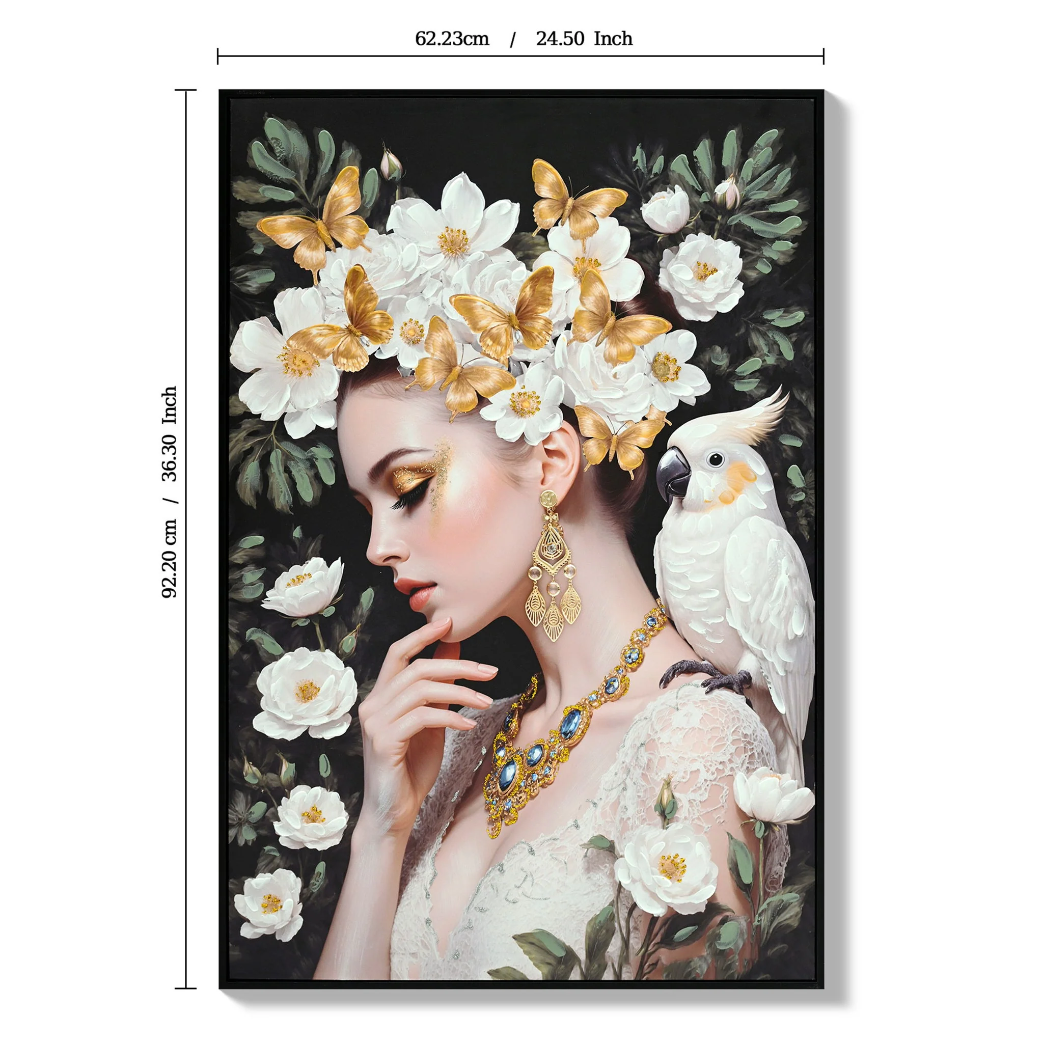 Beauty Posters Beauty Lady Wall Art And Floral Canvas Artwork For Living Room - Ivory / Gold - Image 8