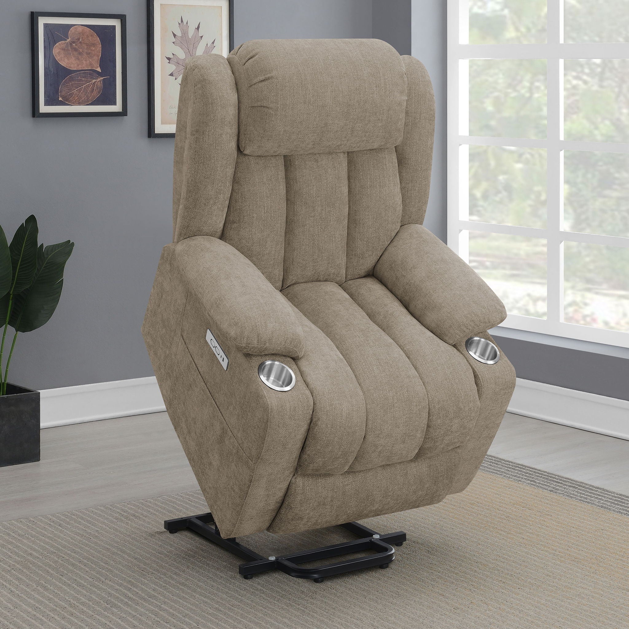 Beca - Upholstered Power Lift Recliner With Cupholders And USB Charging - Image 25