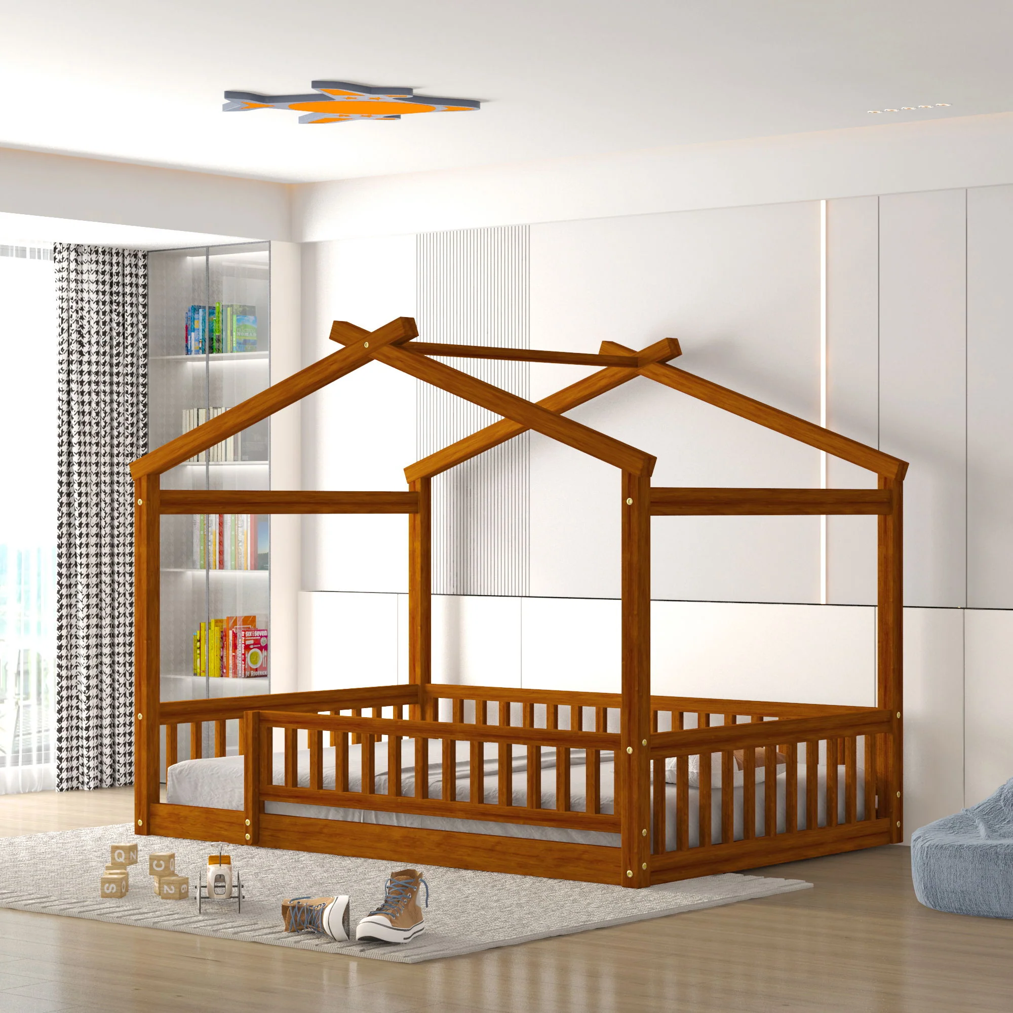 Bed House Bed Frame With Fence - Image 6