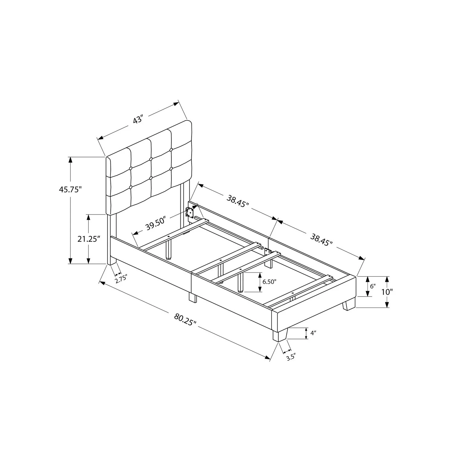 Bed, Upholstered, Frame Only, Transitional - Image 67