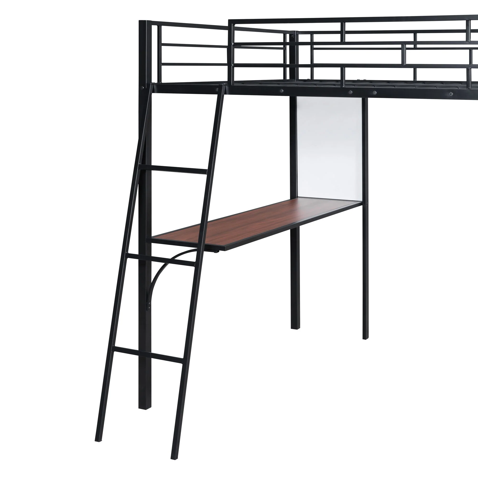 Bed With 3 Layers Of Shelves And Desk, Stylish Frame Bed - Image 3