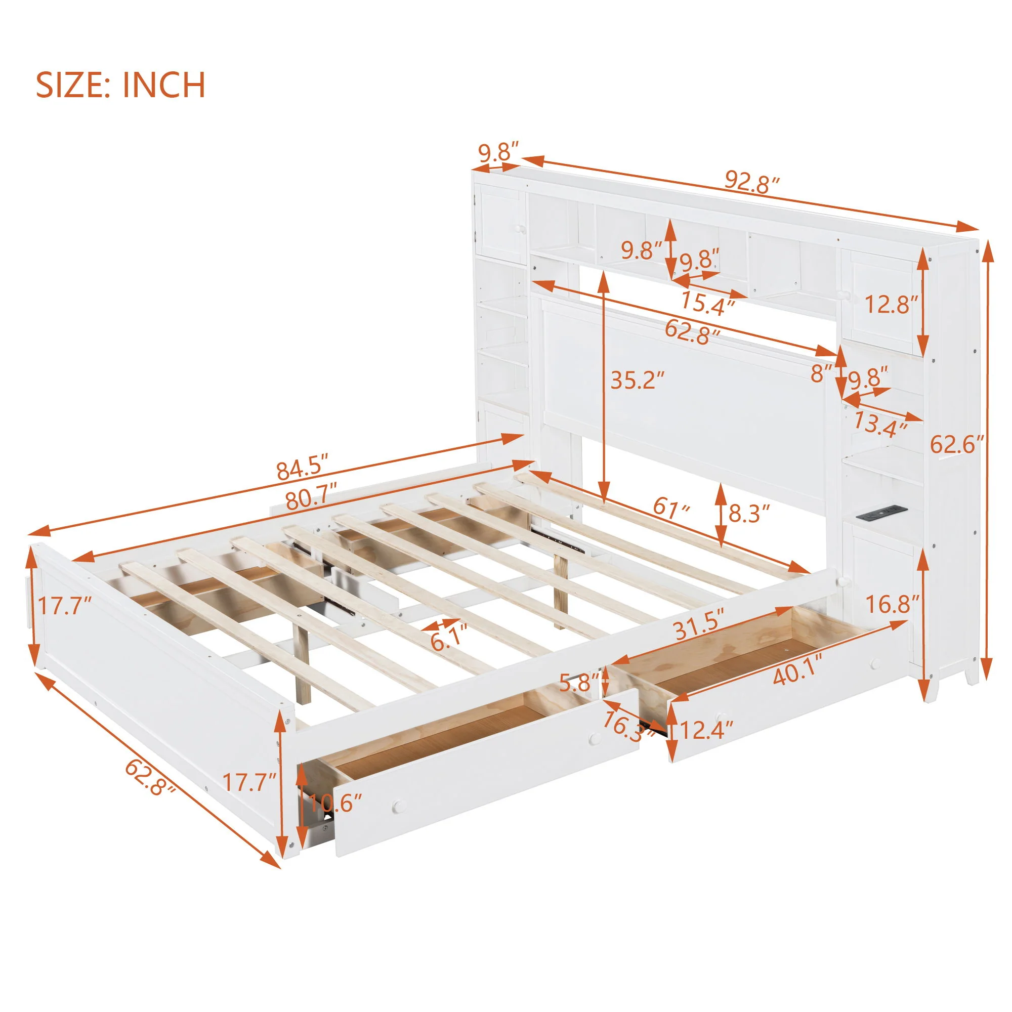 Bed With All In One Cabinet, Shelf And Sockets - Image 22