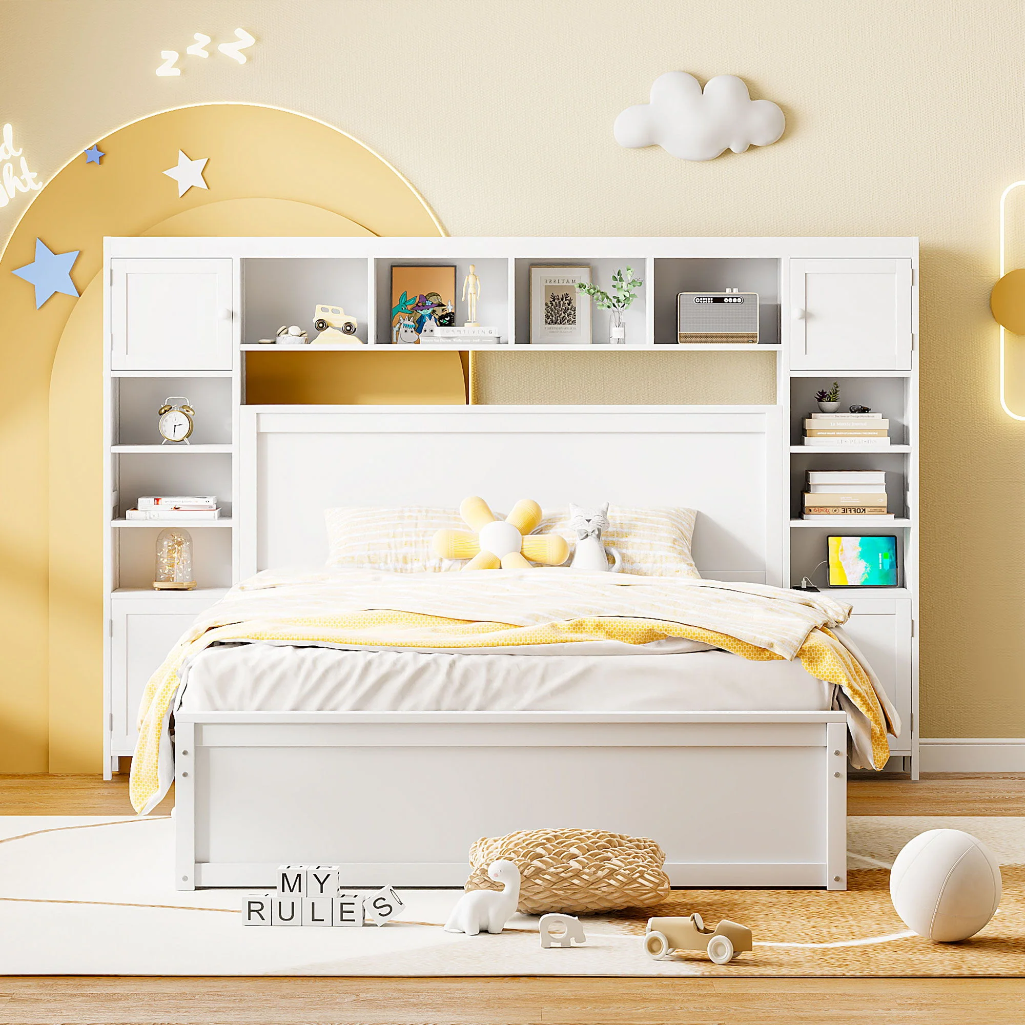 Bed With All In One Cabinet, Shelf And Sockets, Twin Long Trundle - Image 18