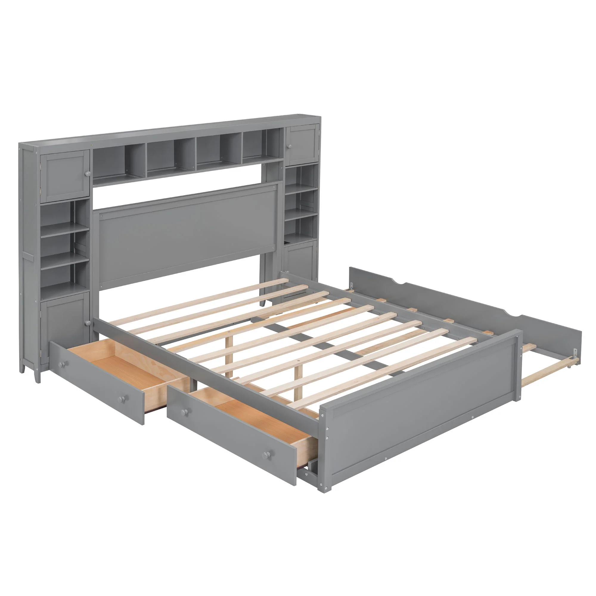 Bed With All In One Cabinet, Shelf And Sockets, Twin Long Trundle - Image 25