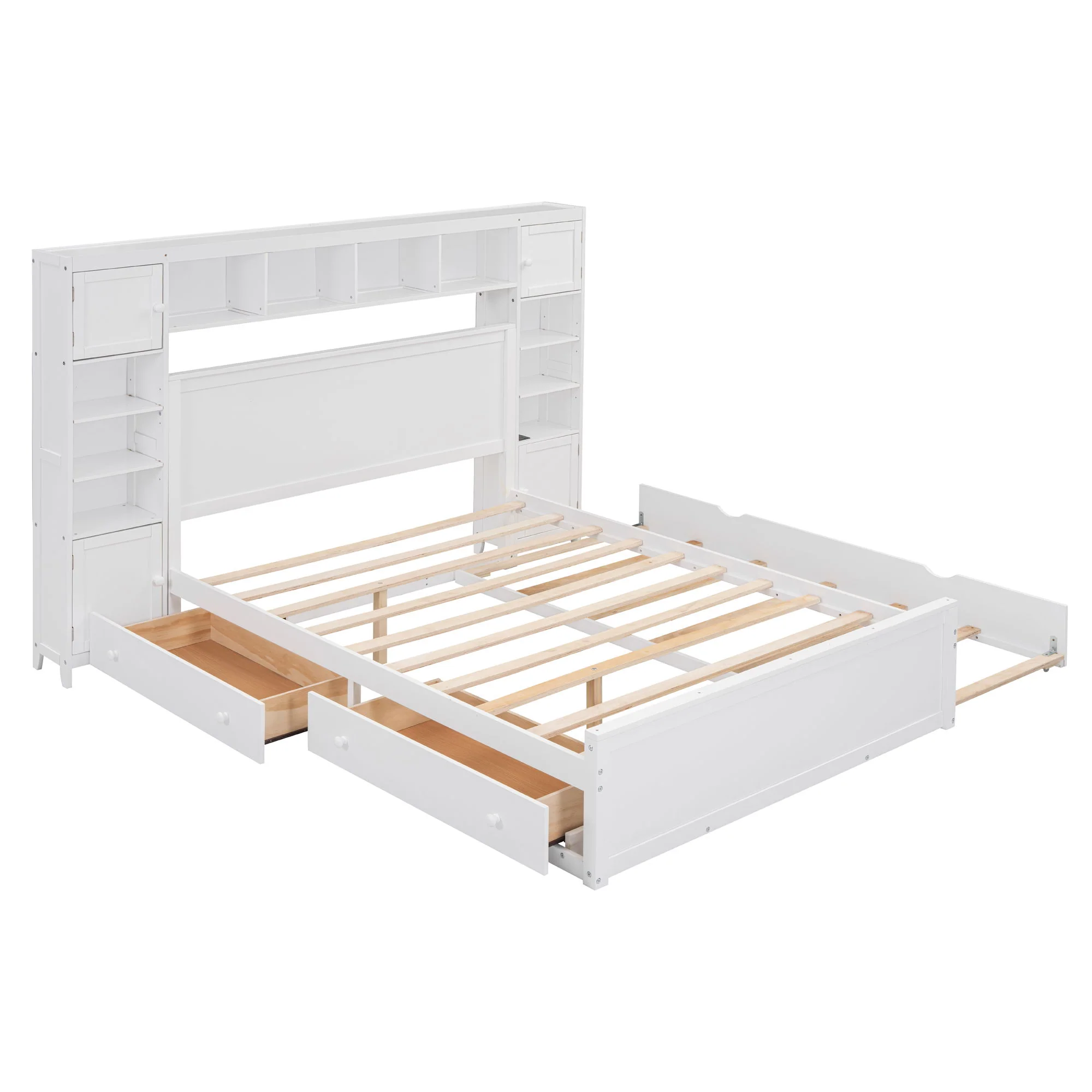 Bed With All In One Cabinet, Shelf And Sockets, Twin Long Trundle - Image 6