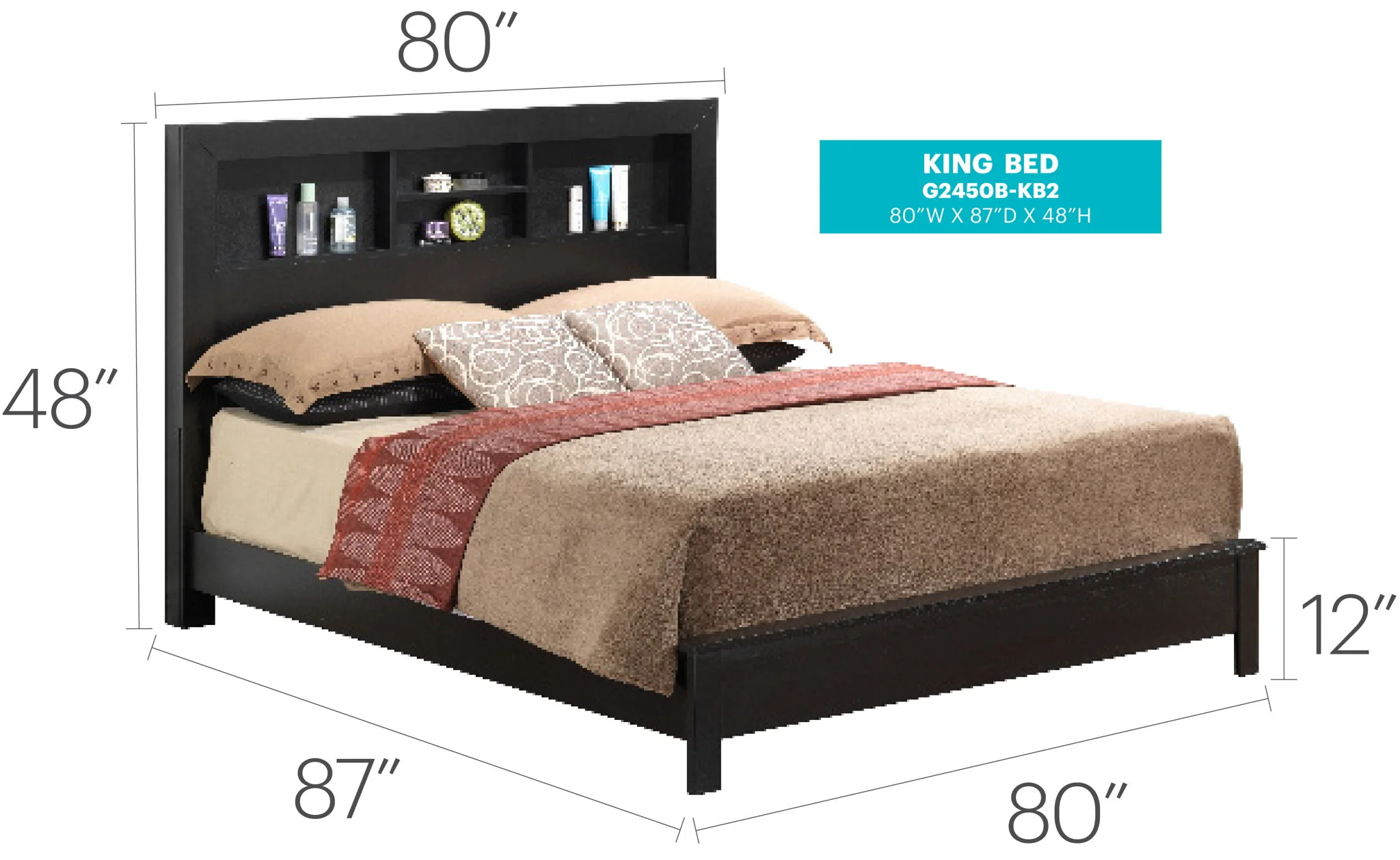 Bed With Transitional Design Stylish - Image 11