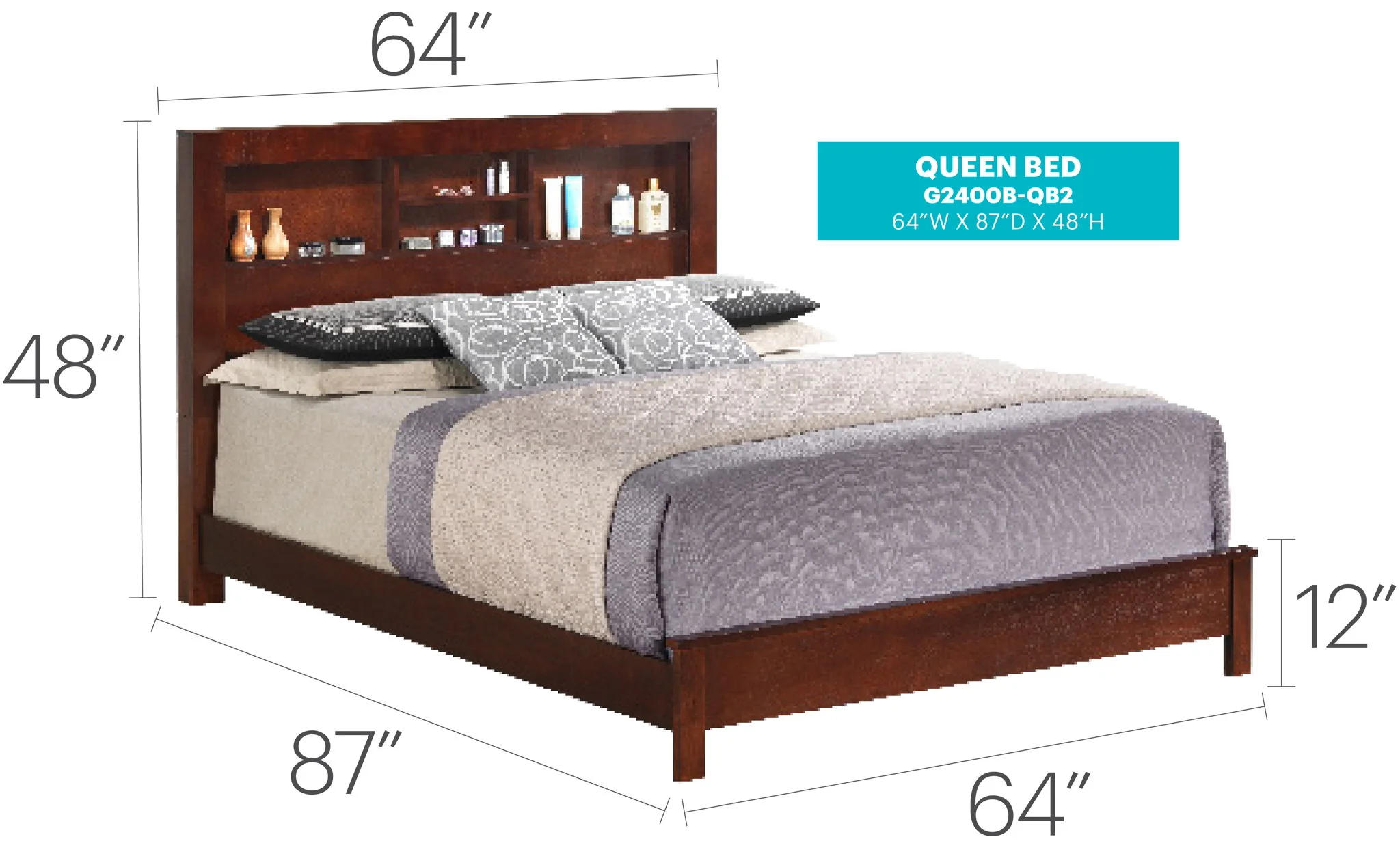 Bed With Transitional Design Stylish - Image 17