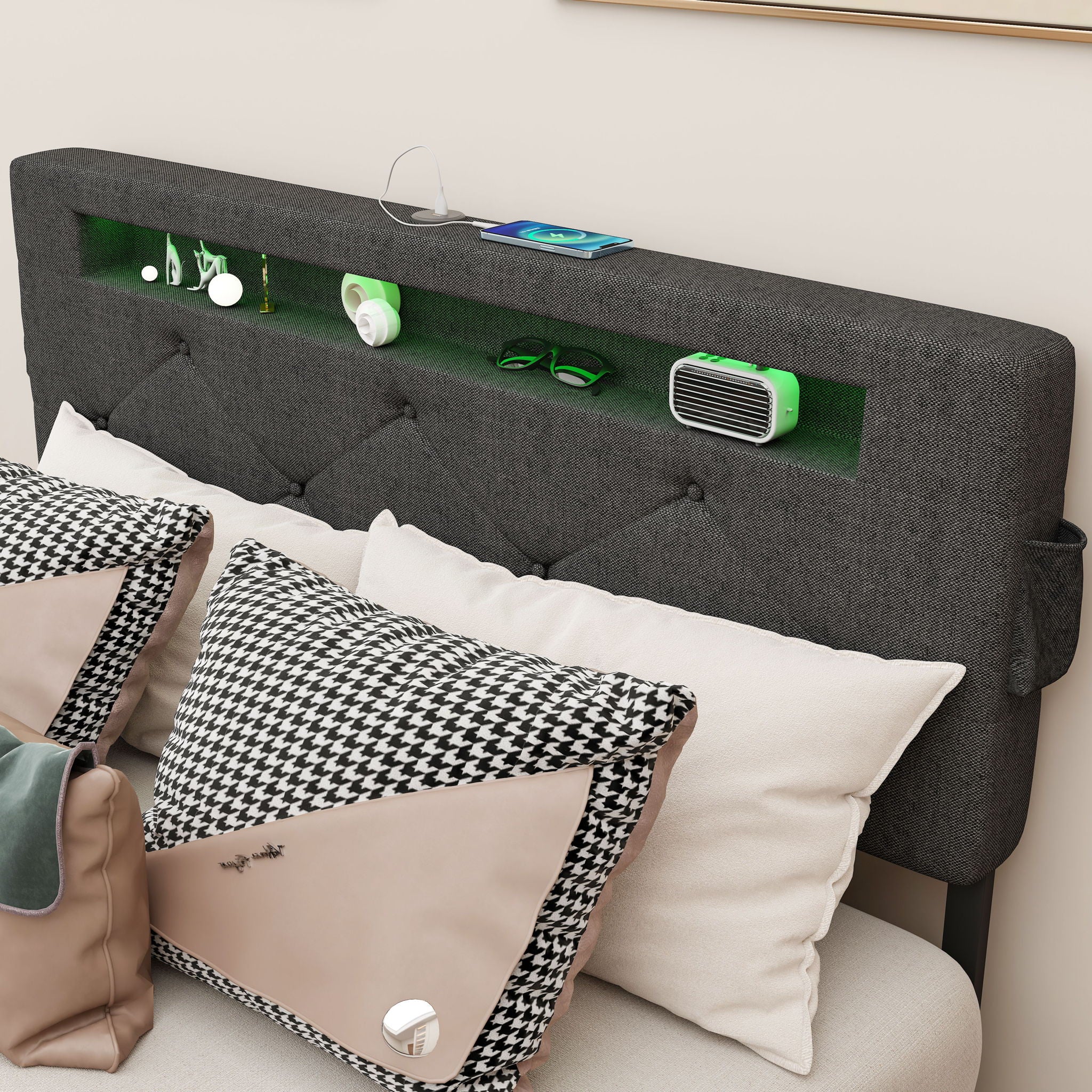 Bed With USB Charging Station, LED Lights, Headboard & Storage Drawers - Image 2