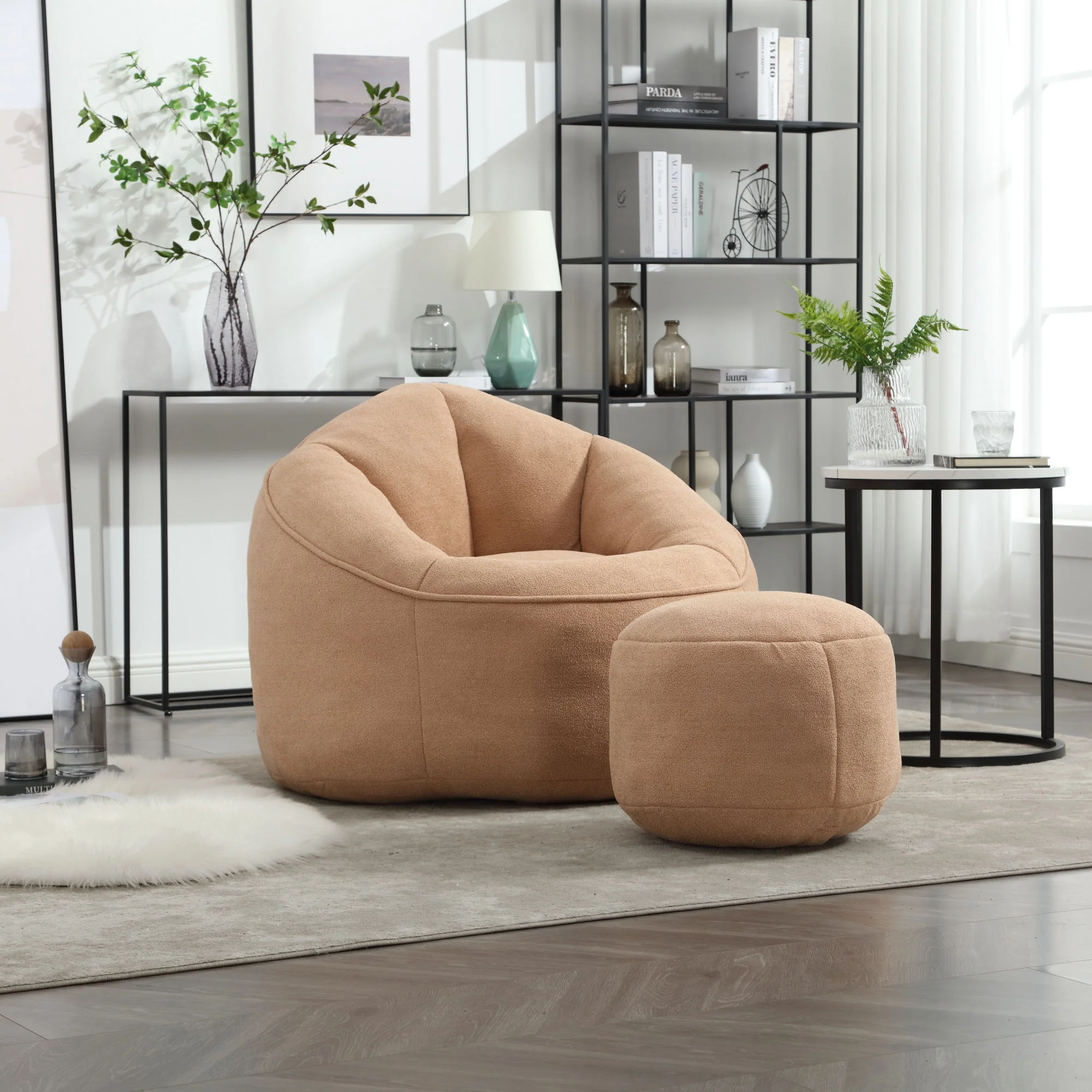 Bedding Bean Bag Sofa Chair High Pressure Foam With Footrest - Image 16