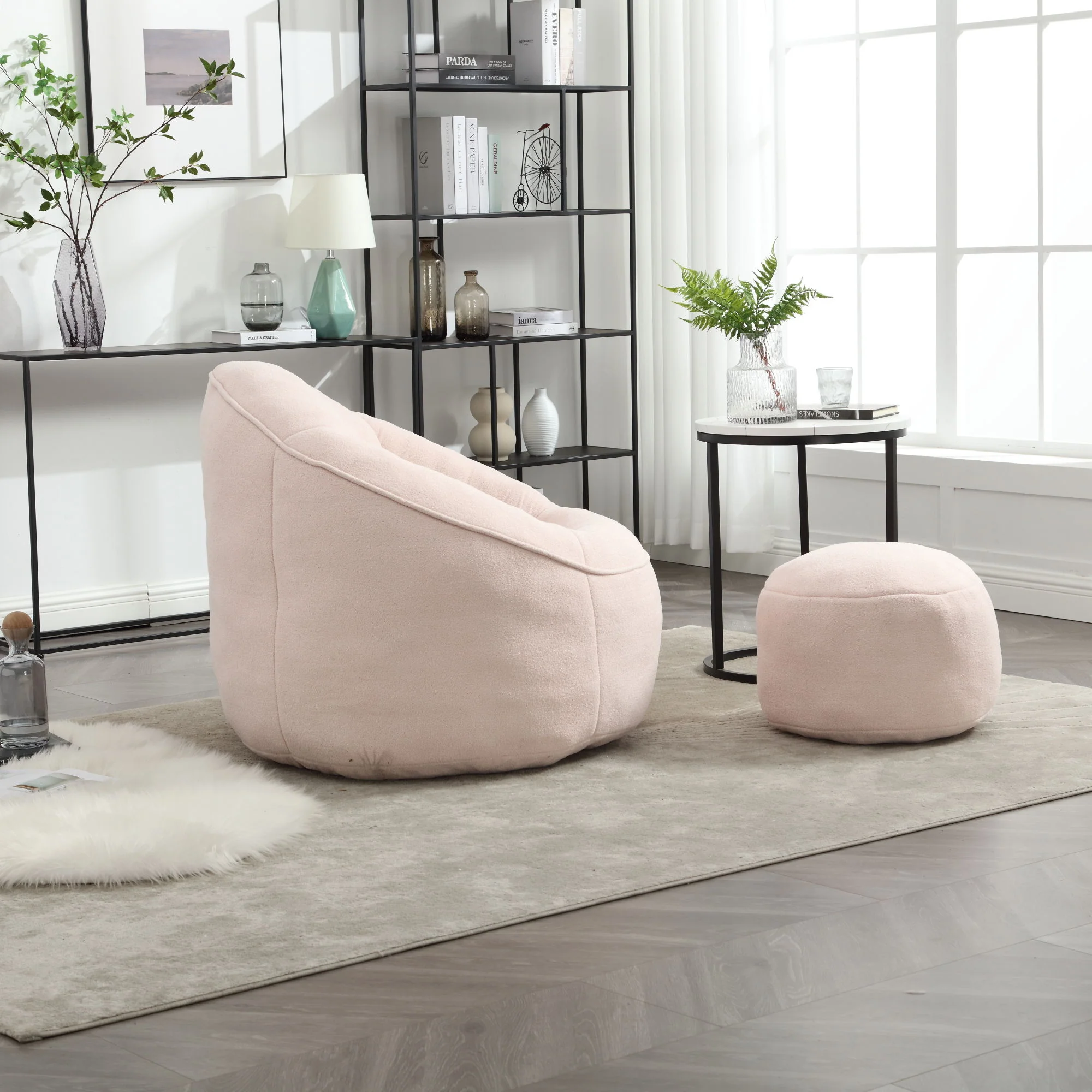 Bedding Bean Bag Sofa Chair High Pressure Foam With Footrest - Image 18