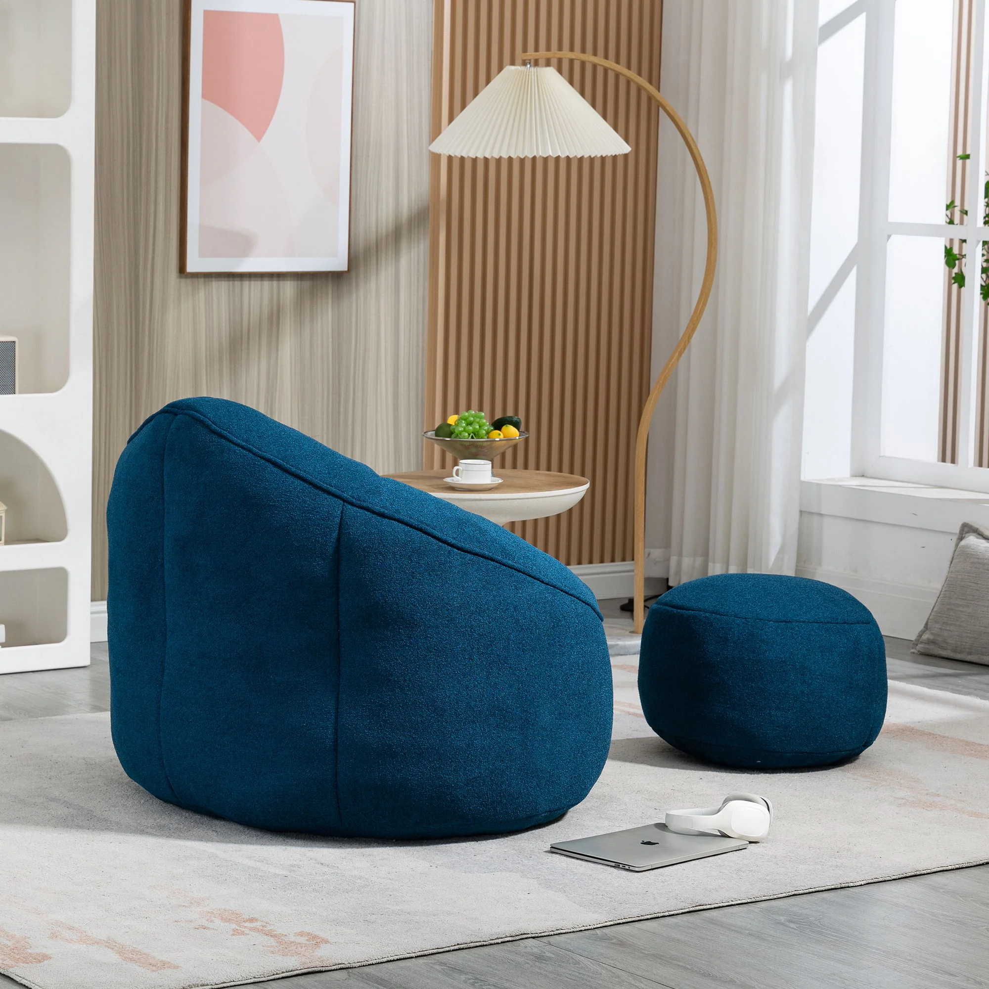 Bedding Bean Bag Sofa Chair High Pressure Foam With Footrest - Image 22