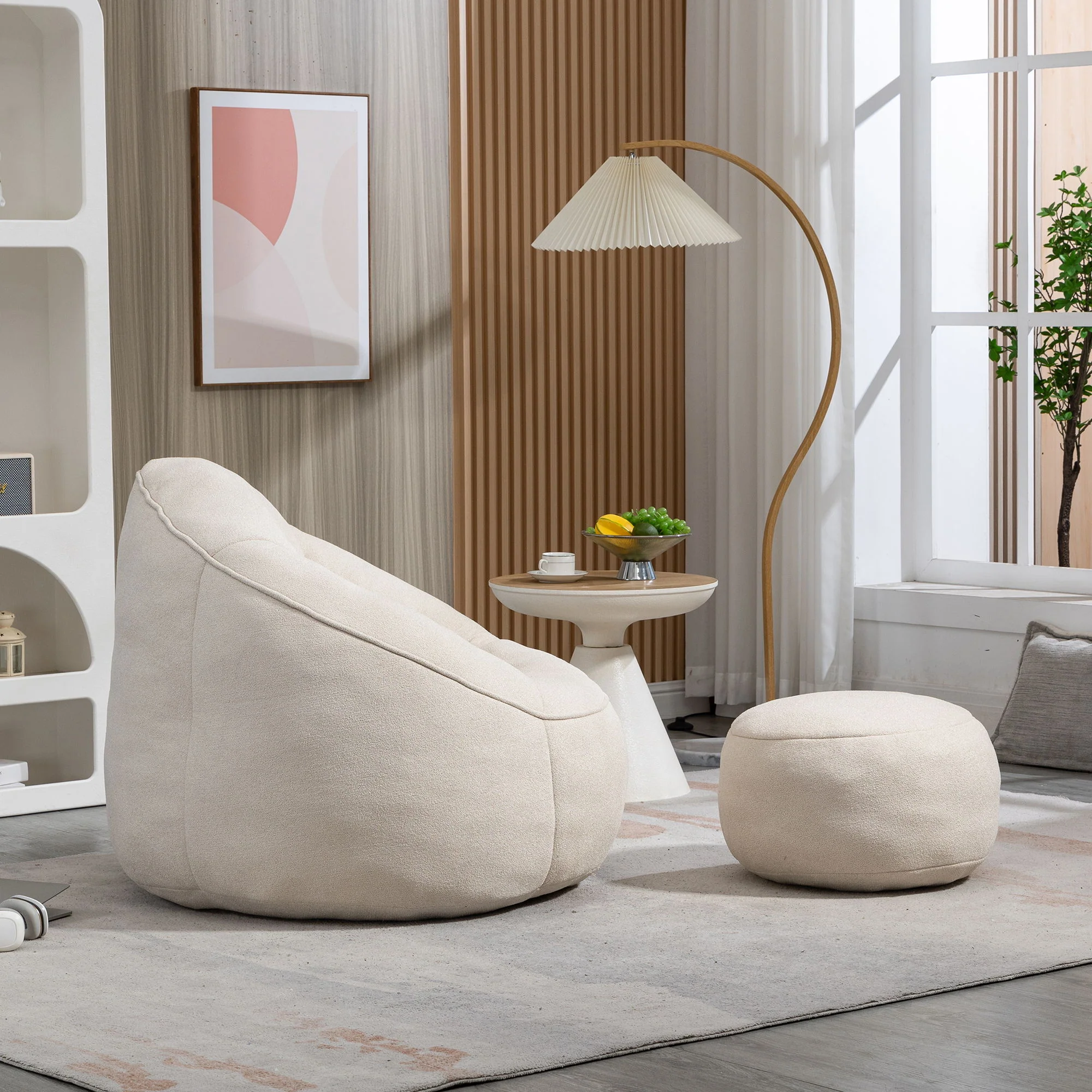 Bedding Bean Bag Sofa Chair High Pressure Foam With Footrest - Image 30