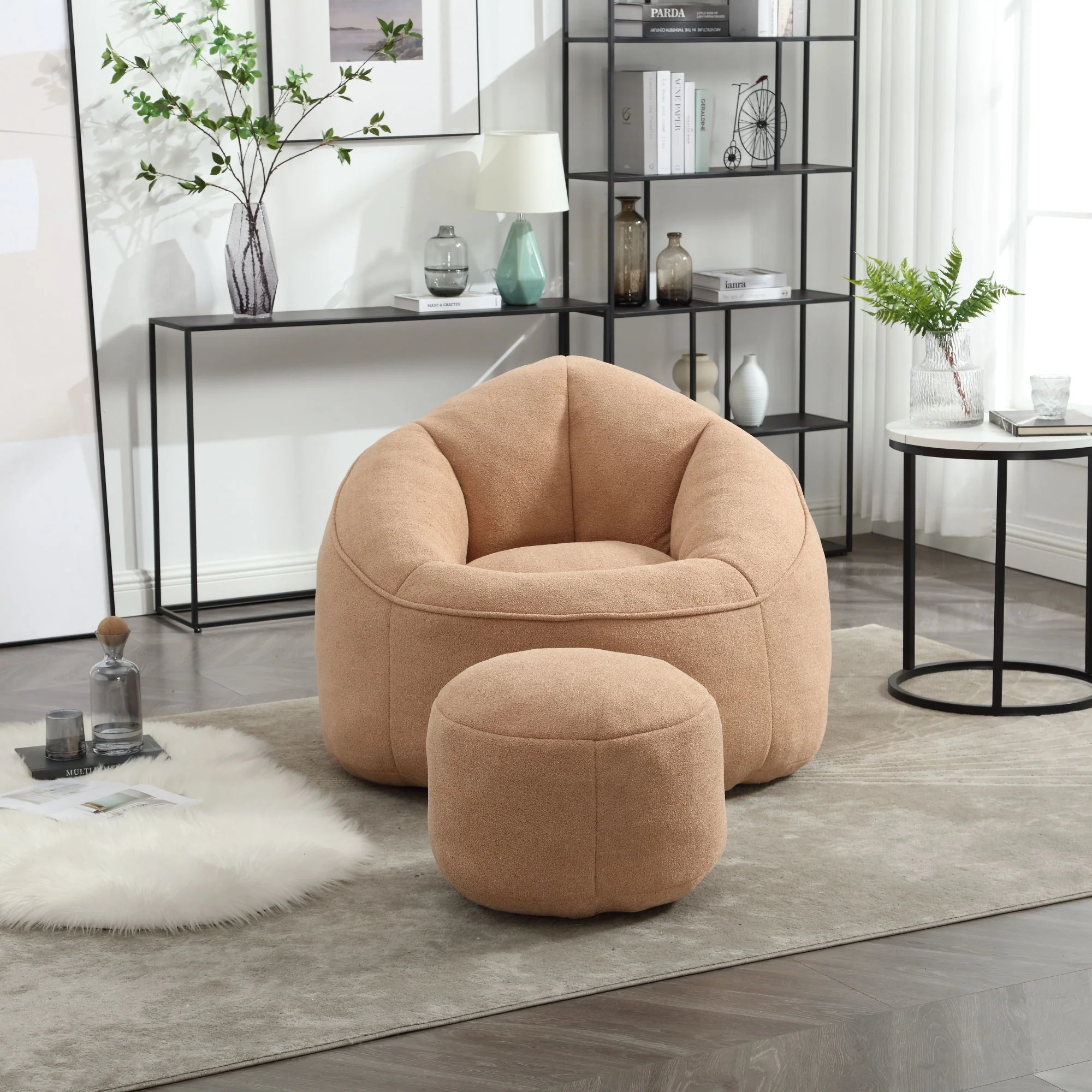 Bedding Bean Bag Sofa Chair High Pressure Foam With Footrest - Image 46