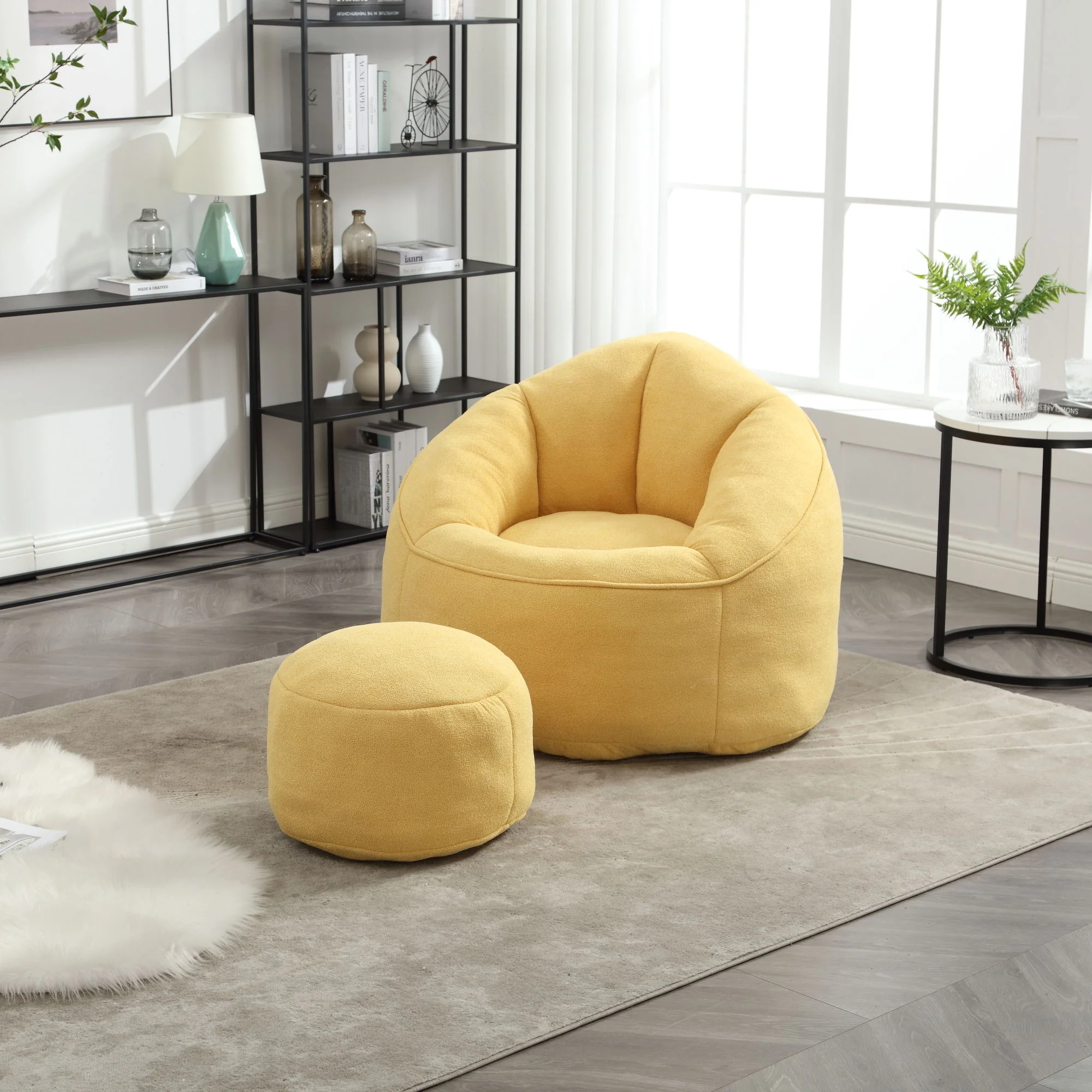 Bedding Bean Bag Sofa Chair High Pressure Foam With Footrest - Image 52