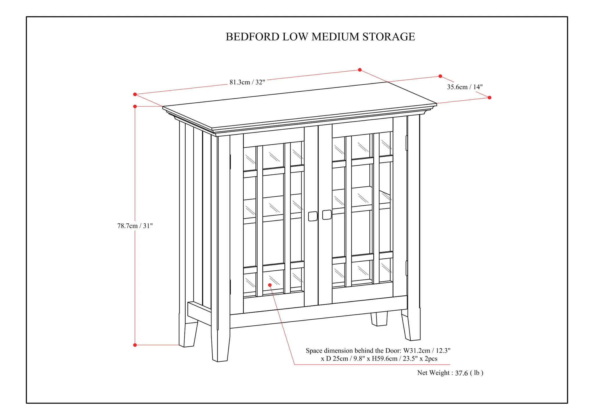 Bedford - Low Storage Media Cabinet - Farmhouse Gray - Image 4