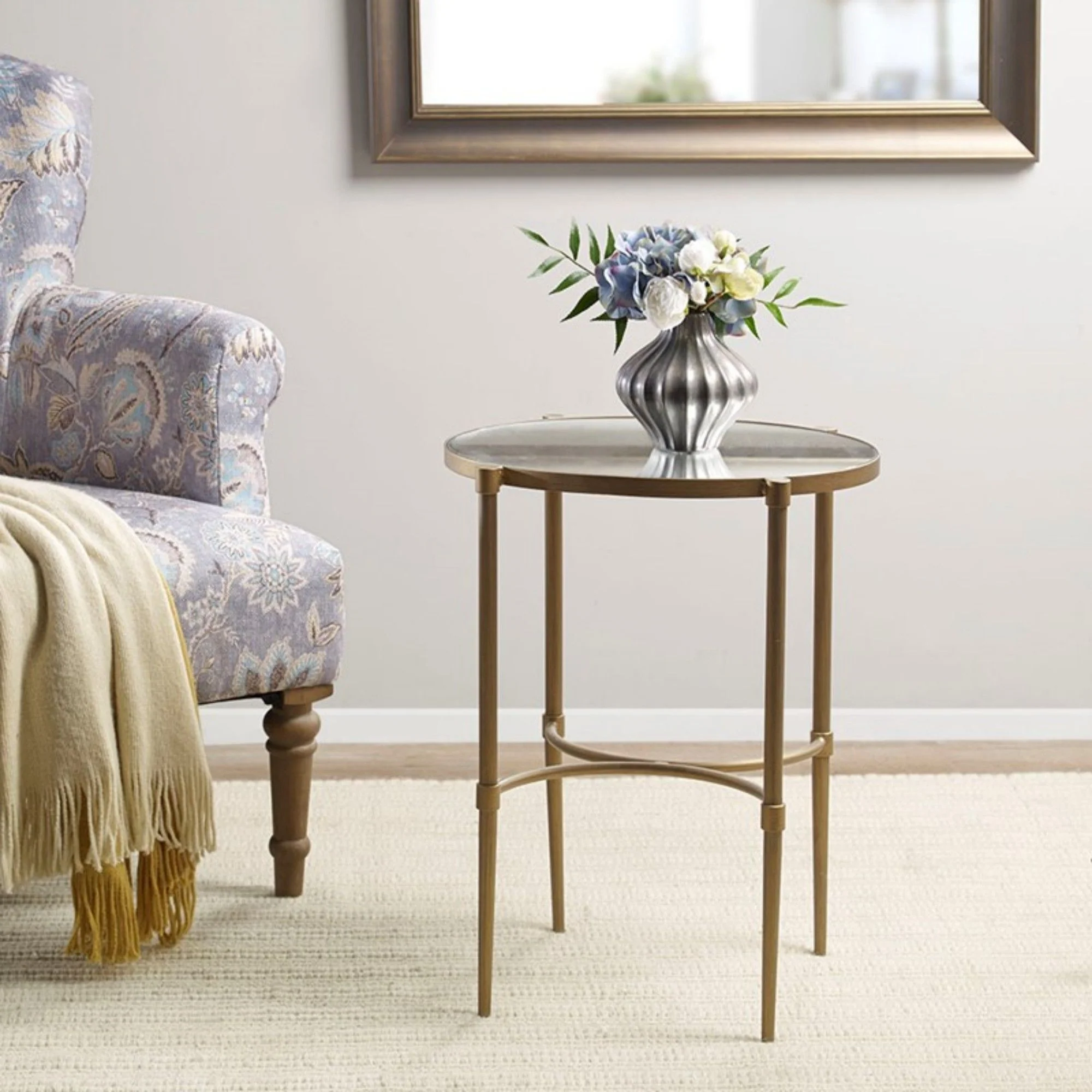 Bedford - Oval Mirror Accent Table - Antique Bronze - Image 4