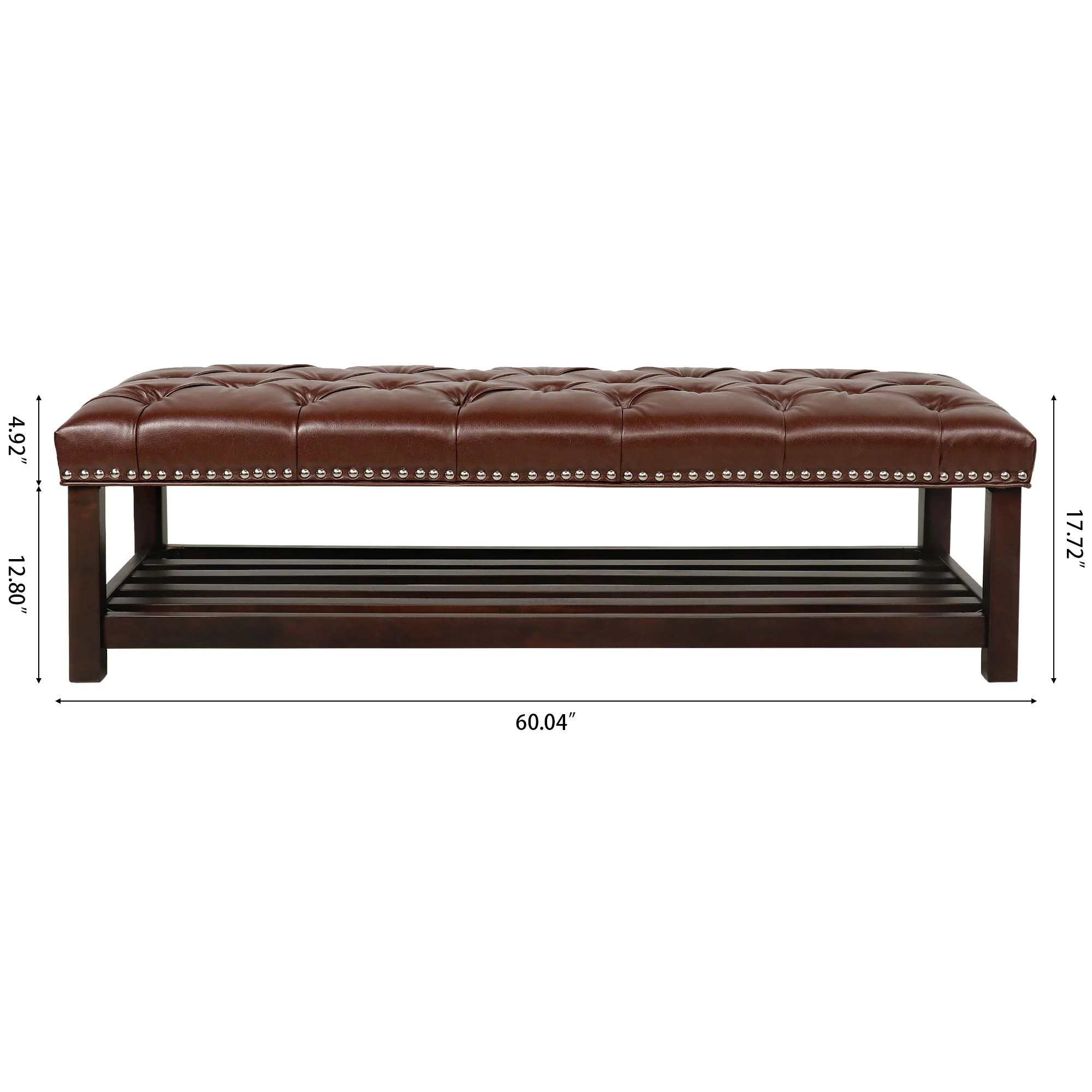 Bedroom End Of Bed Bench Tufted Upholstered End Of Bed Bench End Of Bed Entrance Shoe Bench With Nailhead Trim And Shelf Bedroom Upholstered Bench Living Room Shoe Rack Footstool - Image 9