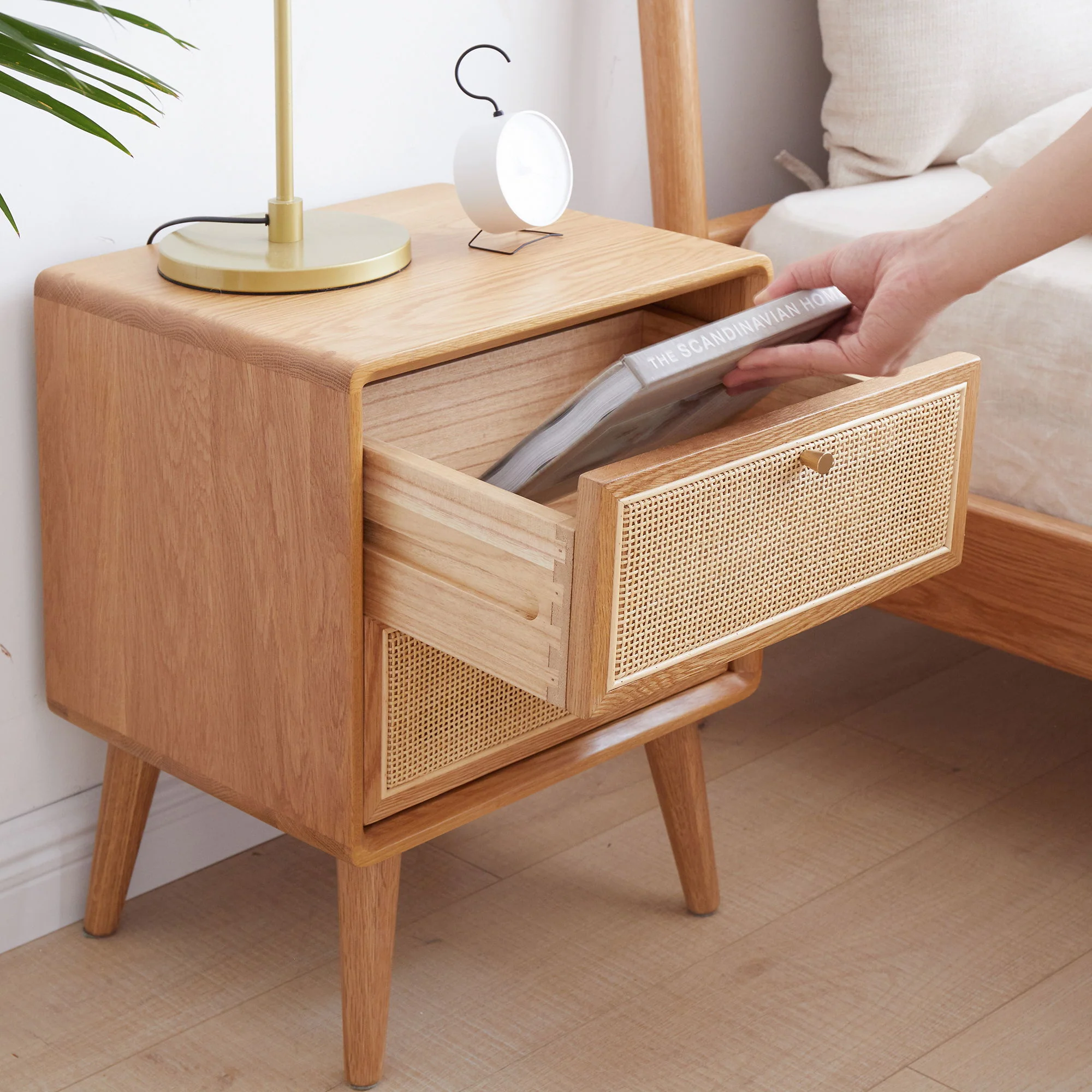 Bedside Cabinet, Modern Simple Nightstands European Beech - Image 6