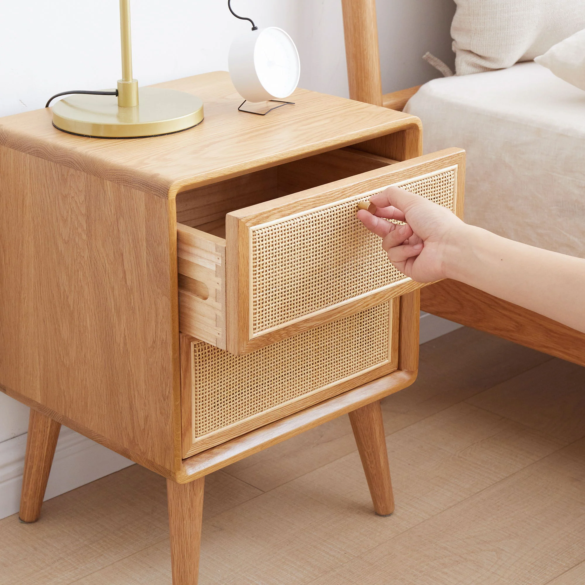 Bedside Cabinet, Modern Simple Nightstands European Beech - Image 8