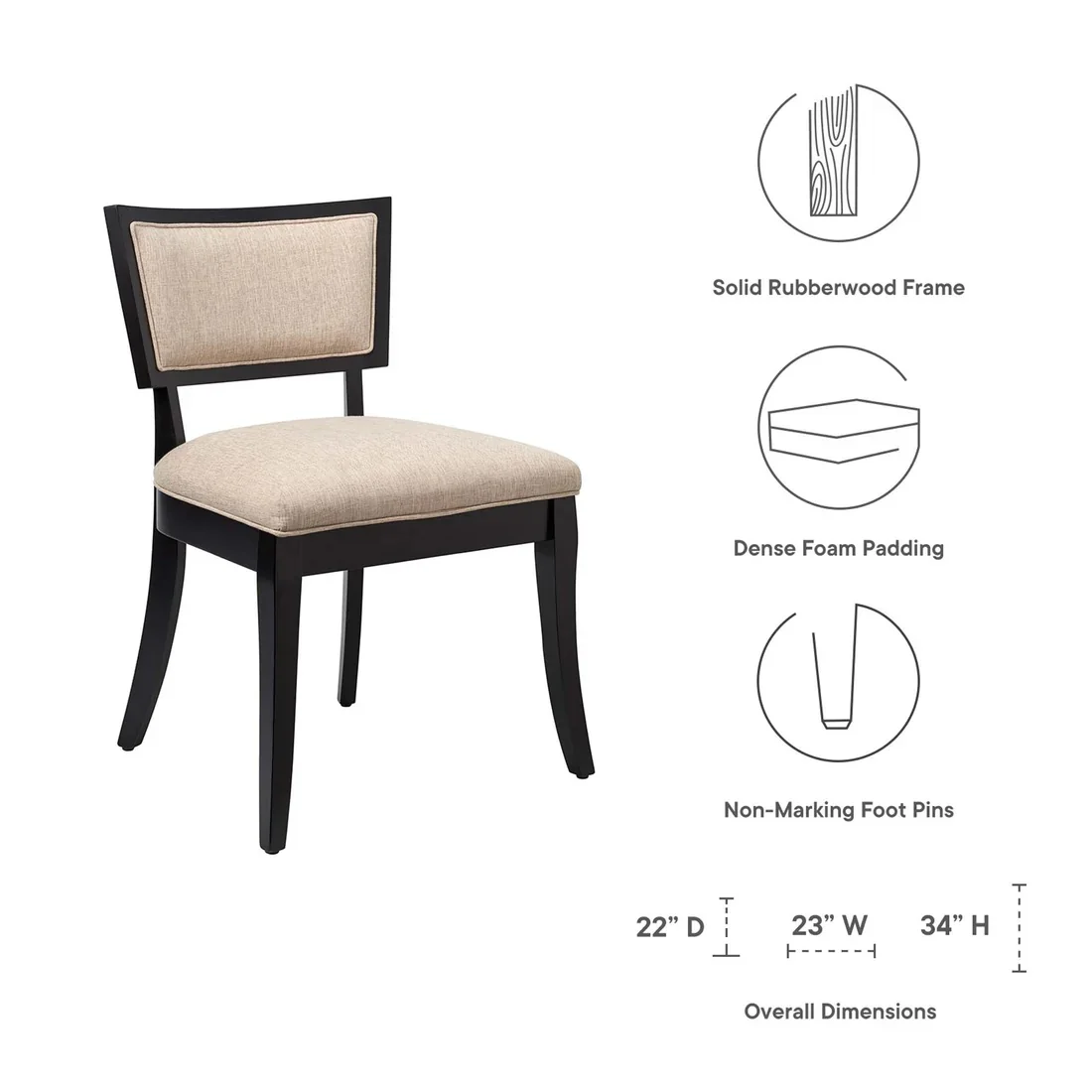 Beige Upholstered Fabric Dining Chairs Set of 2 - Image 8