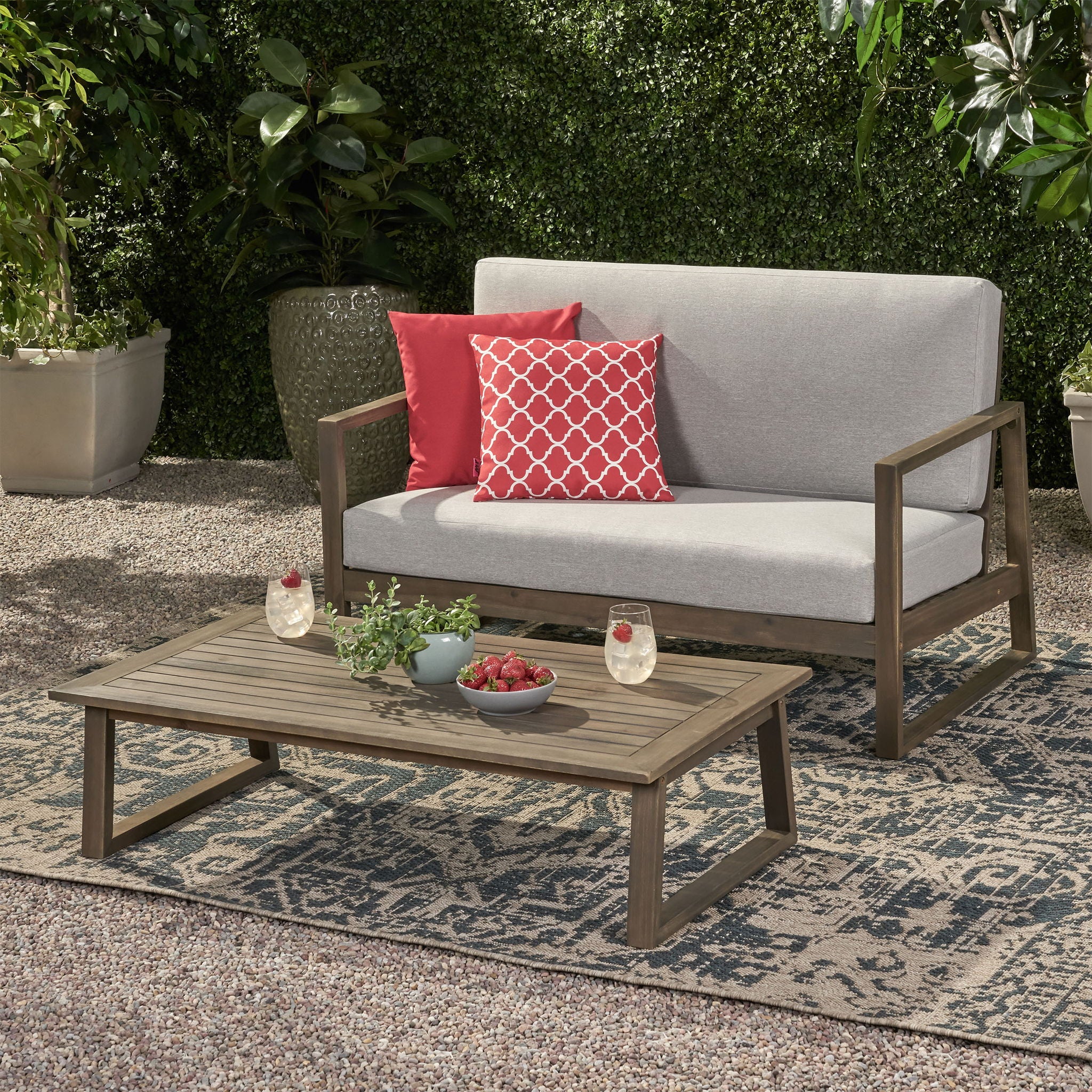 Belgian - Loveseat & Coffee Table Set With Water Resistant Cushions - Image 9