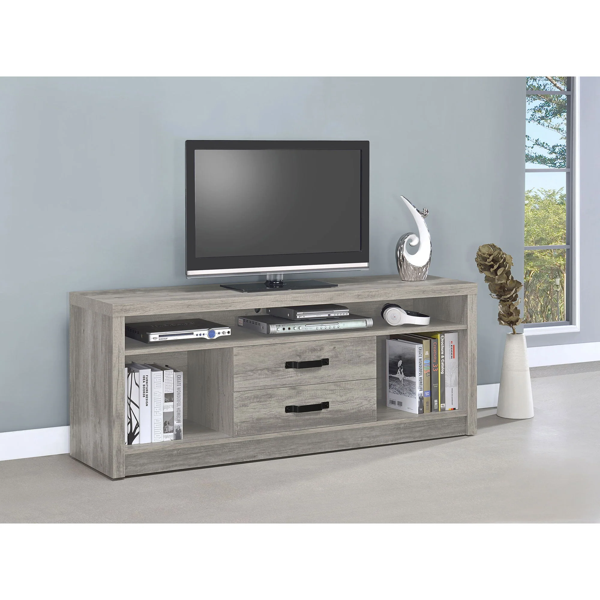 Bergeron - 2 Drawer TV Stand - Driftwood - Image 7