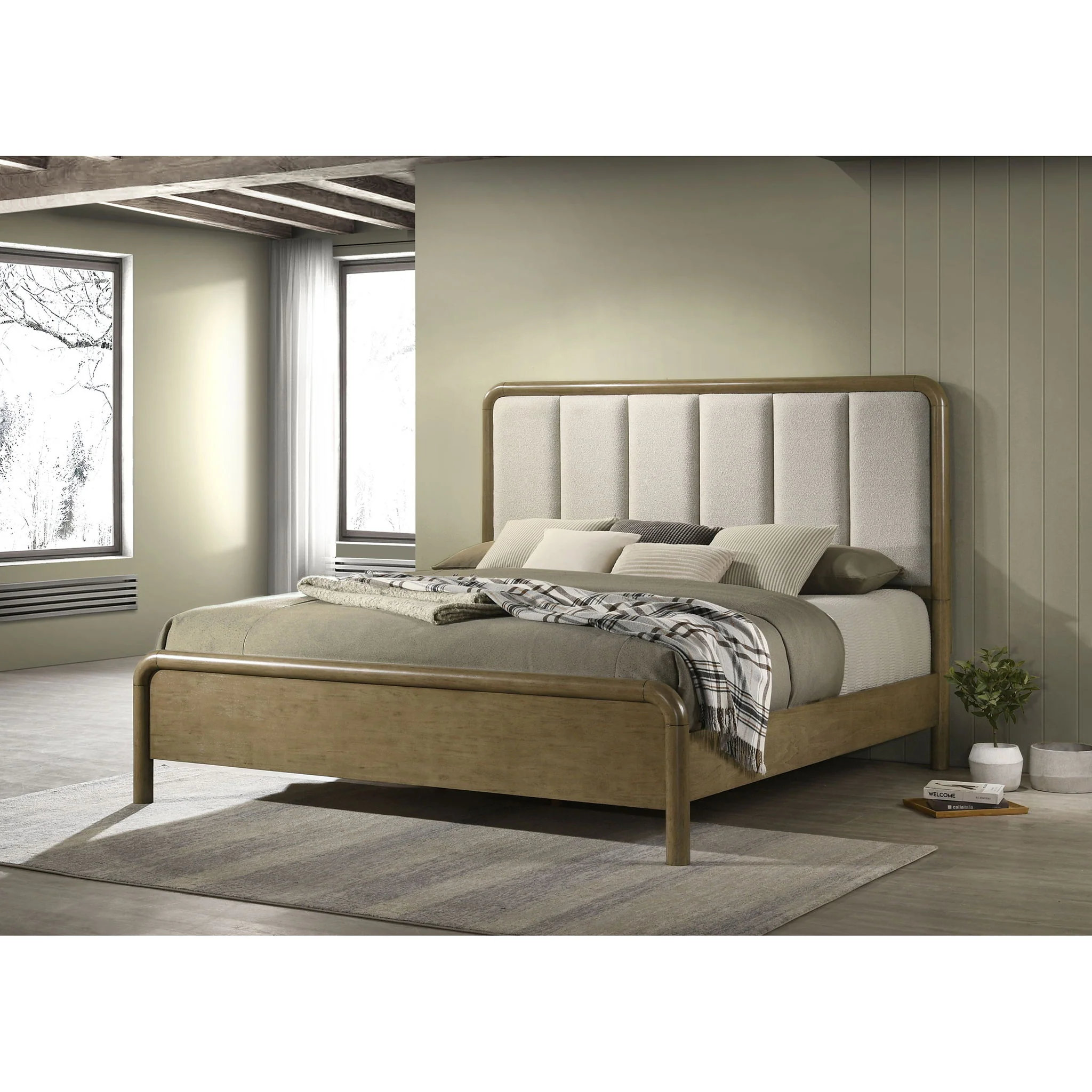 Bernardo - Eastern King Upholstered Bed - Nutmeg Brown - Image 3