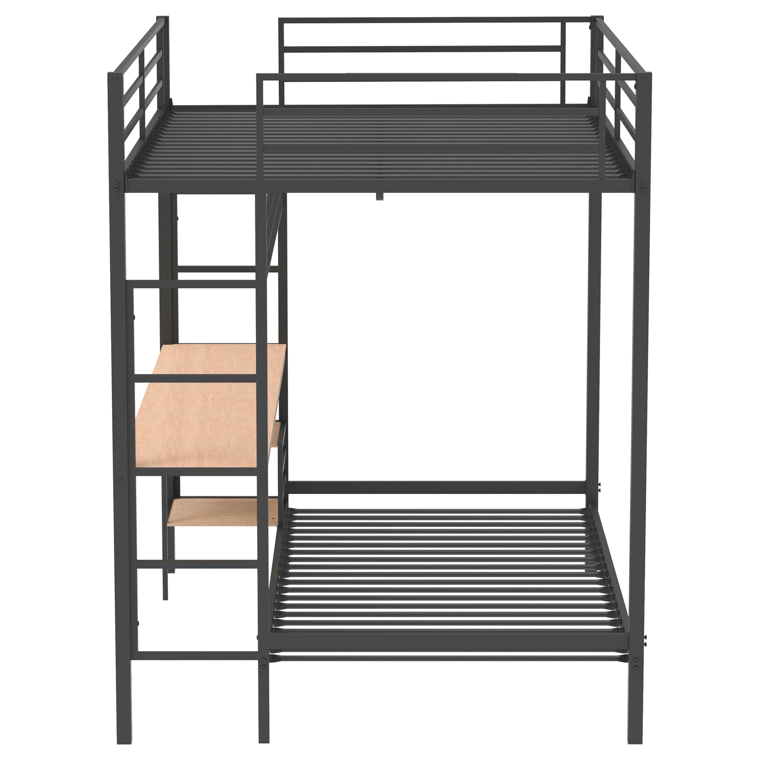 Bettoni Metal Full Over Twin Workstation Bunk Bed Matte Black - Image 2