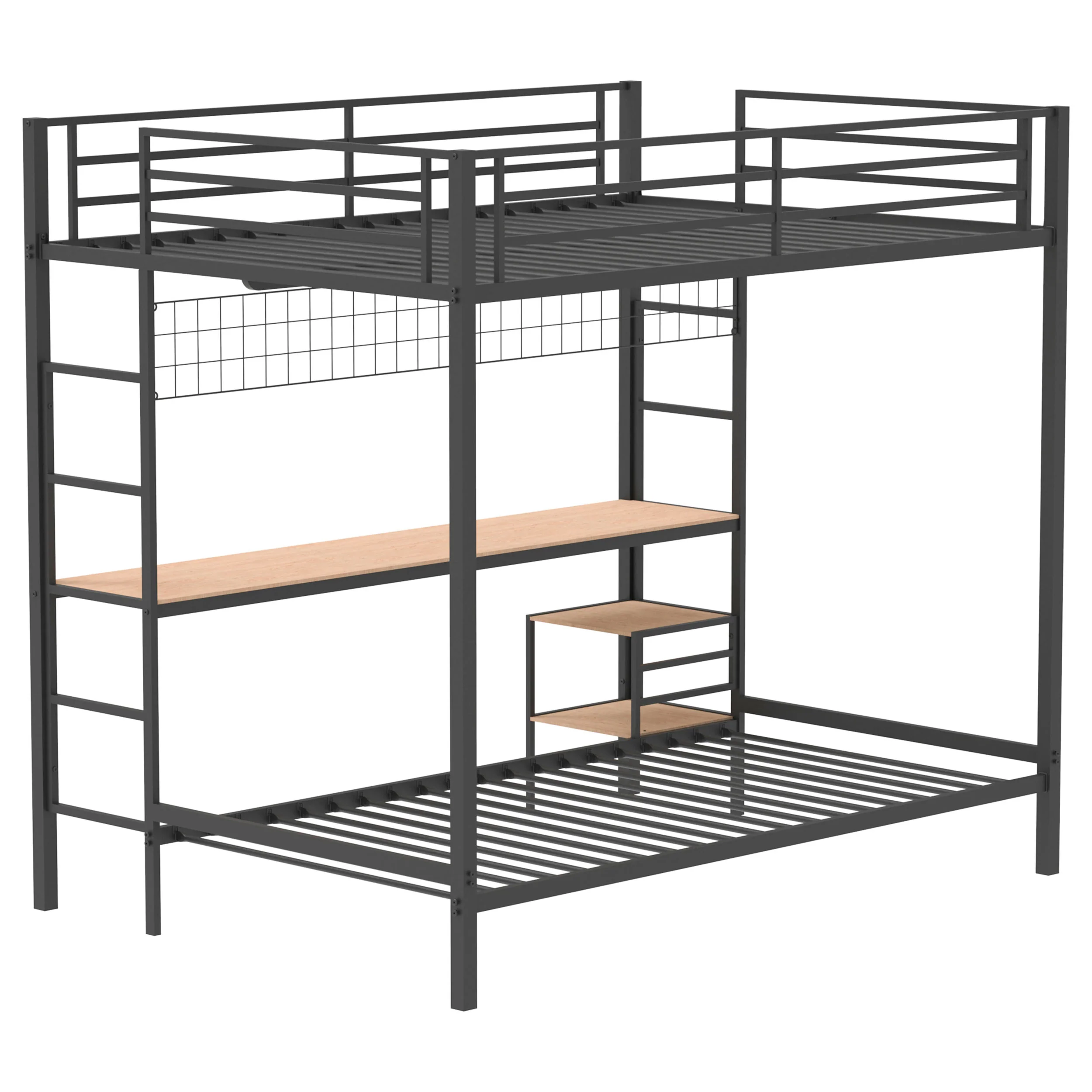 Bettoni Metal Full Over Twin Workstation Bunk Bed Matte Black - Image 9