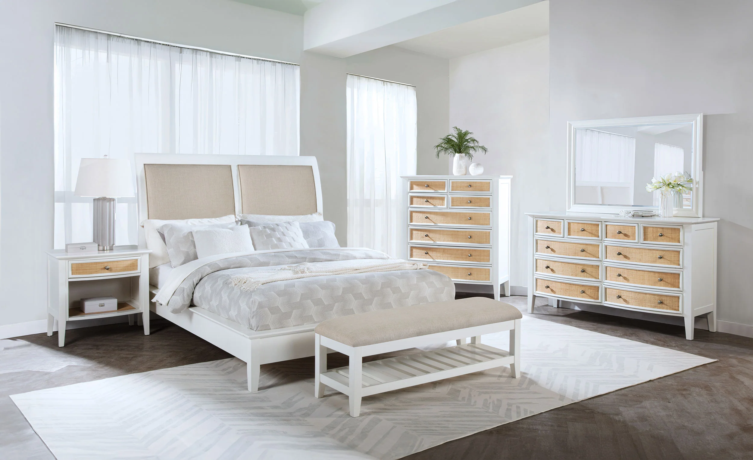 Bexhill 10-Drawer Dresser and Mirror in White - Image 13